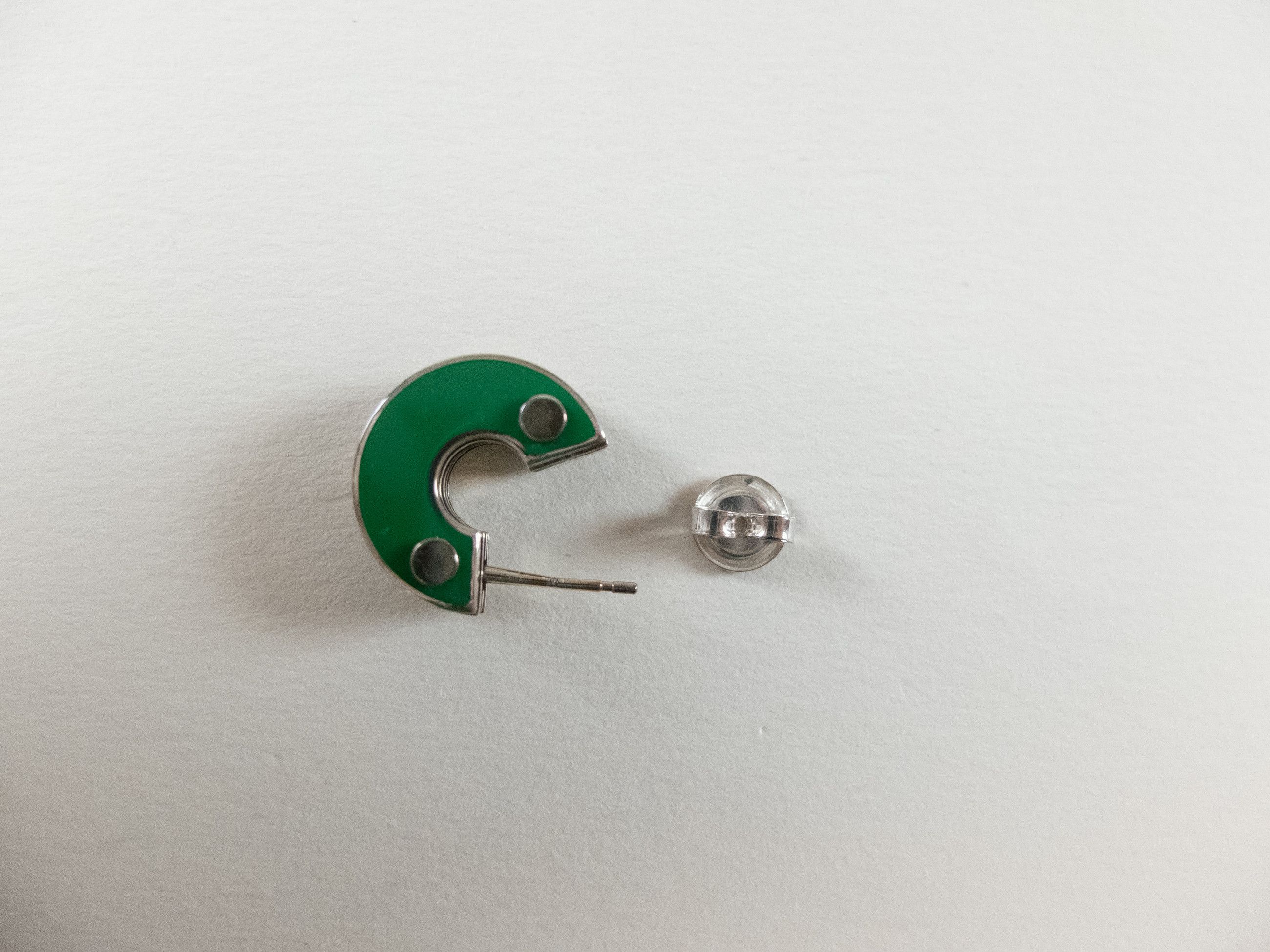 Bottega Veneta BOTTEGA VENETA Bolt round green Sterling silver earrings q Size ONE SIZE - 7 Thumbnail