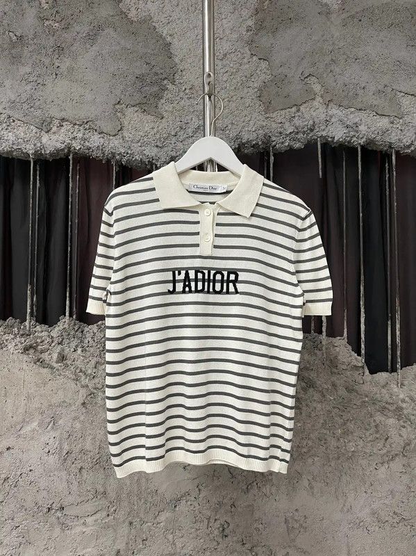 Dior Dior J'adior Striped Cotton T-Shirt for Women 0089 Size ONE SIZE - 1 Thumbnail