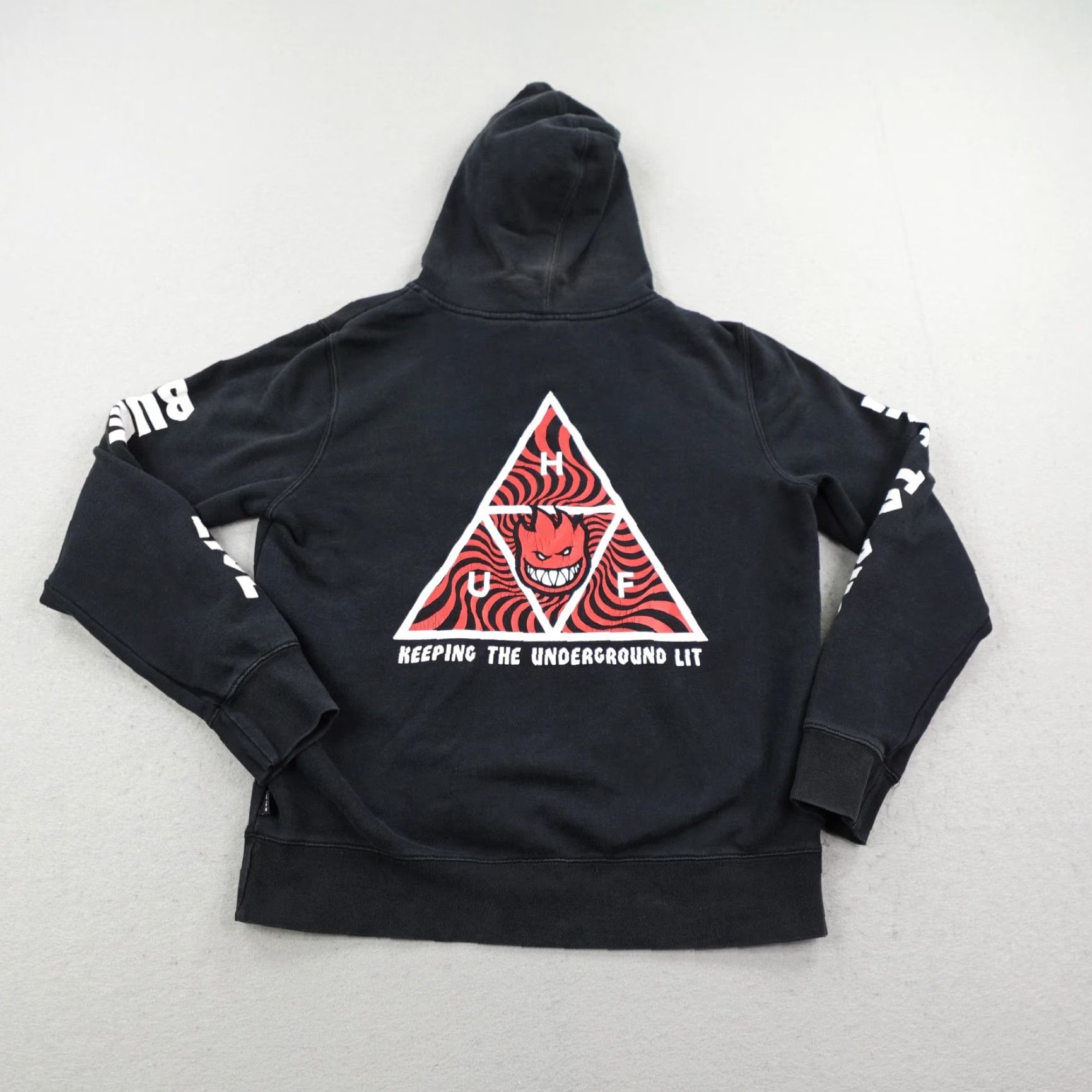 Huf HUF Spitfire Hoodie Mens Small Black Pullover Sweatshirt Skater Skateboarding ^ Size US S / EU 44-46 / 1 - 7 Thumbnail