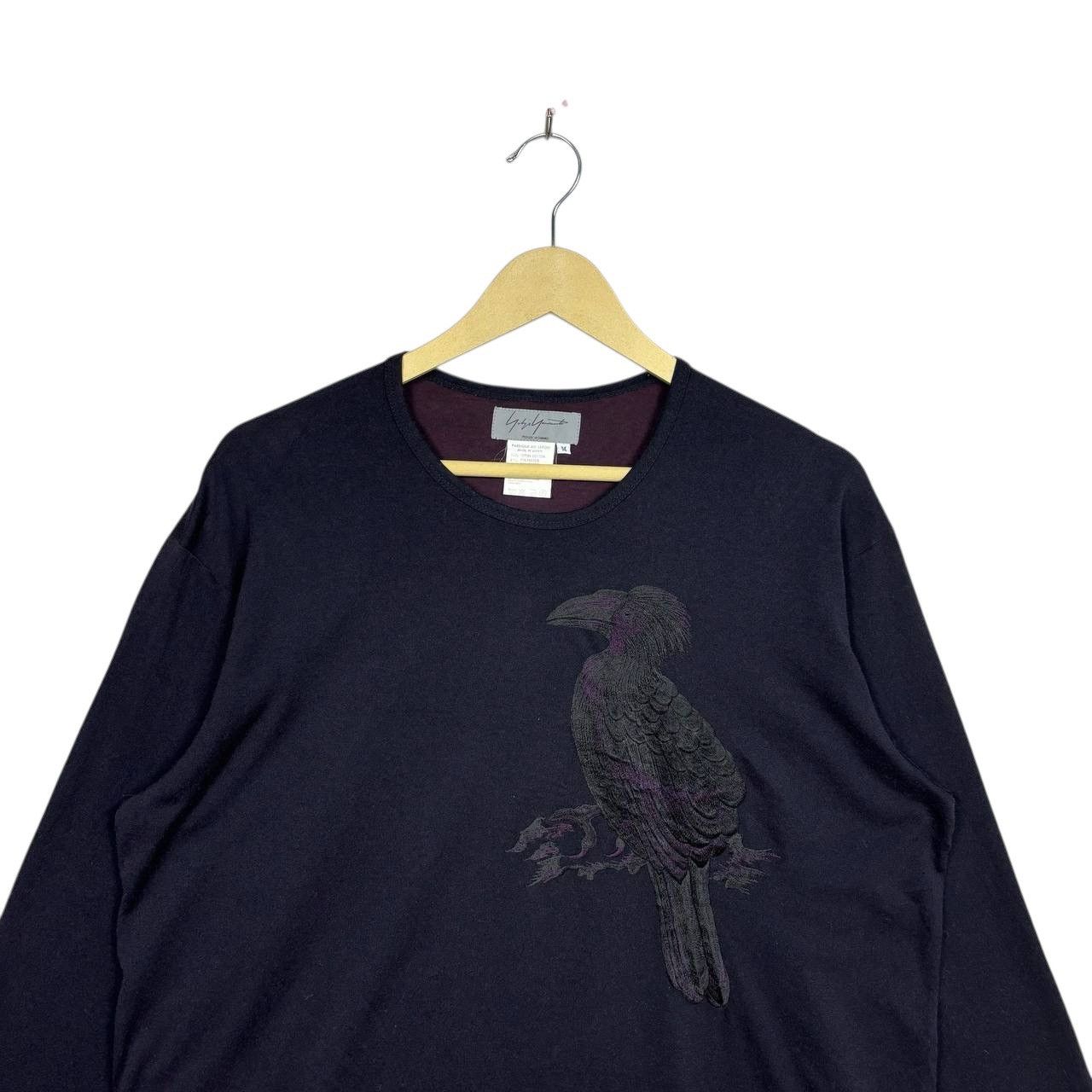 Yohji Yamamoto SS94 Yohji Yamamoto Pour Homme Tonal Crow Embroidery T-Shirt Size US M / EU 48-50 / 2 - 2 Thumbnail