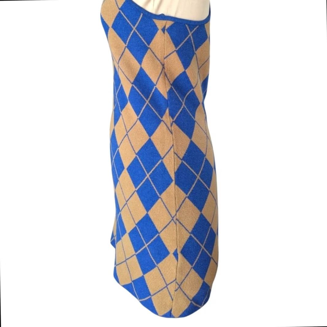 Urban Outfitters VINTAGE Urban Outfitters Argyle Halter Knit Mini Dress Blue Tan Womens M NWT Academia Size M / US 6-8 / IT 42-44 - 4 Thumbnail