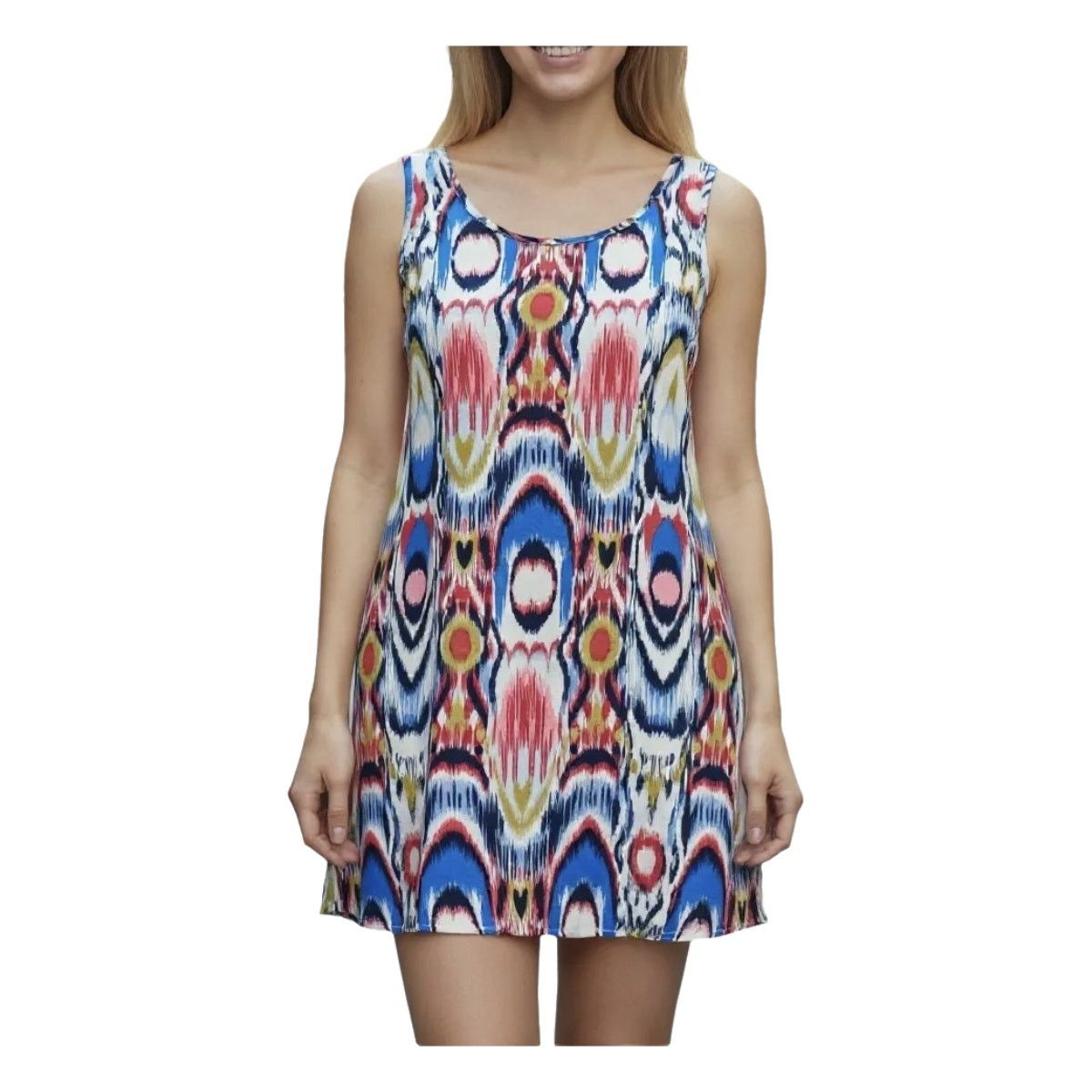 Other Peach Love Cream Ikat Colorful Sleeveless Shift Dress MEDIUM Size M / US 6-8 / IT 42-44 - 1 Thumbnail