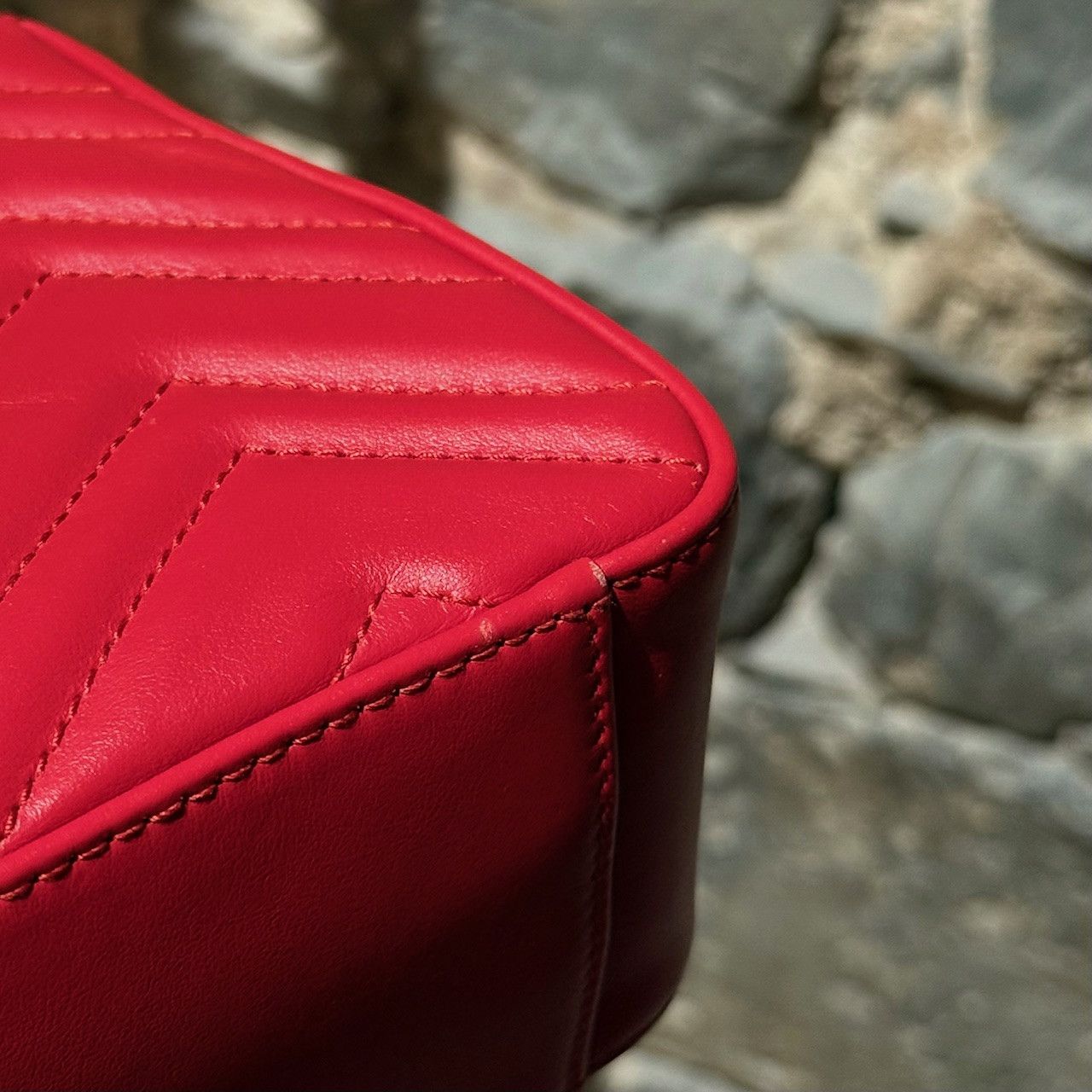 Gucci Gucci Red GG Marmont Mini Top Handle Bag With Chain Size ONE SIZE - 17 Thumbnail