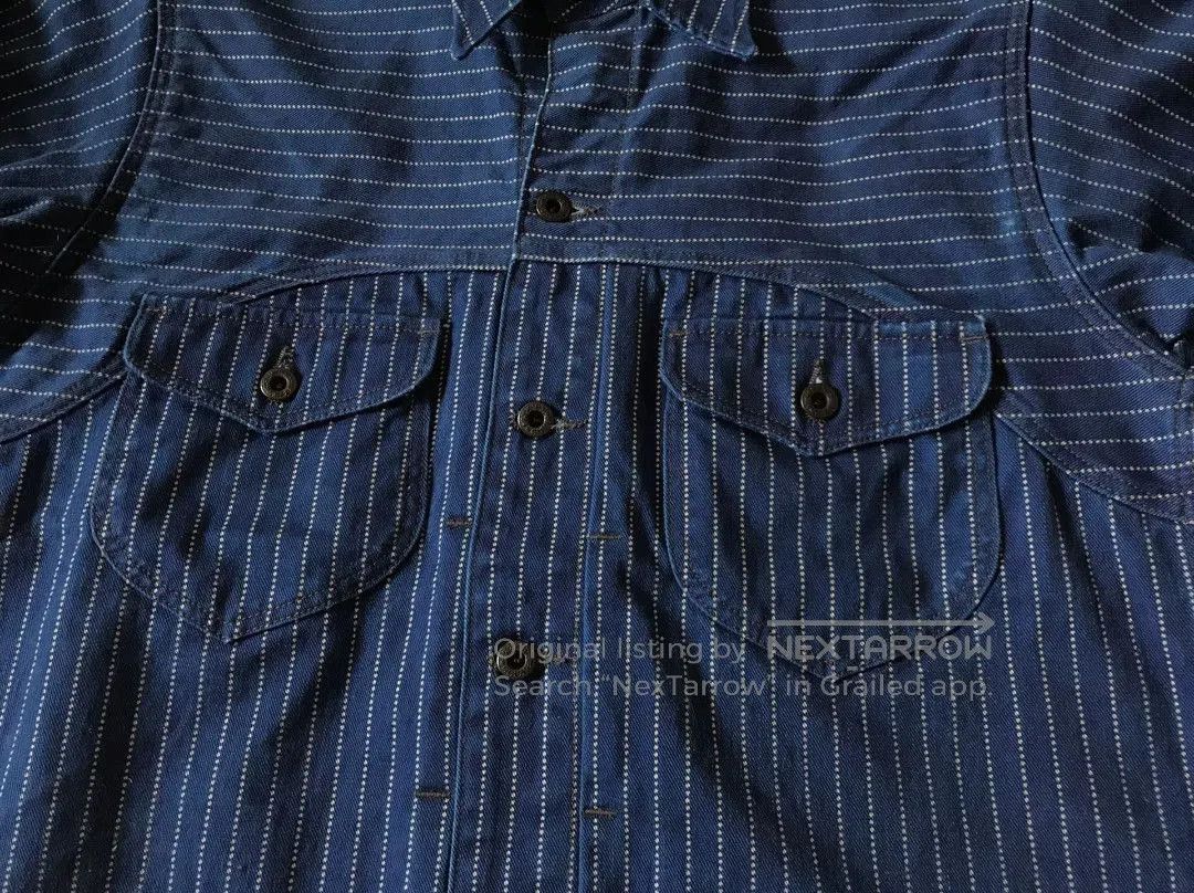Rising Sun & Co. Rising Sun Indigo Wabash Stripe Work Shirt. Size US XS / EU 42 / 0 - 3 Thumbnail