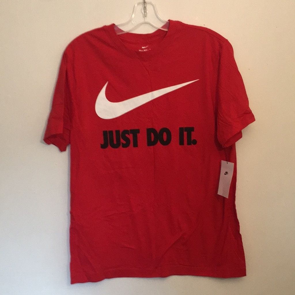 Nike NWT Mens Nike Logo JUST DO IT Red Short Sleeve Tee: Size Med Size US M / EU 48-50 / 2 - 1 Thumbnail