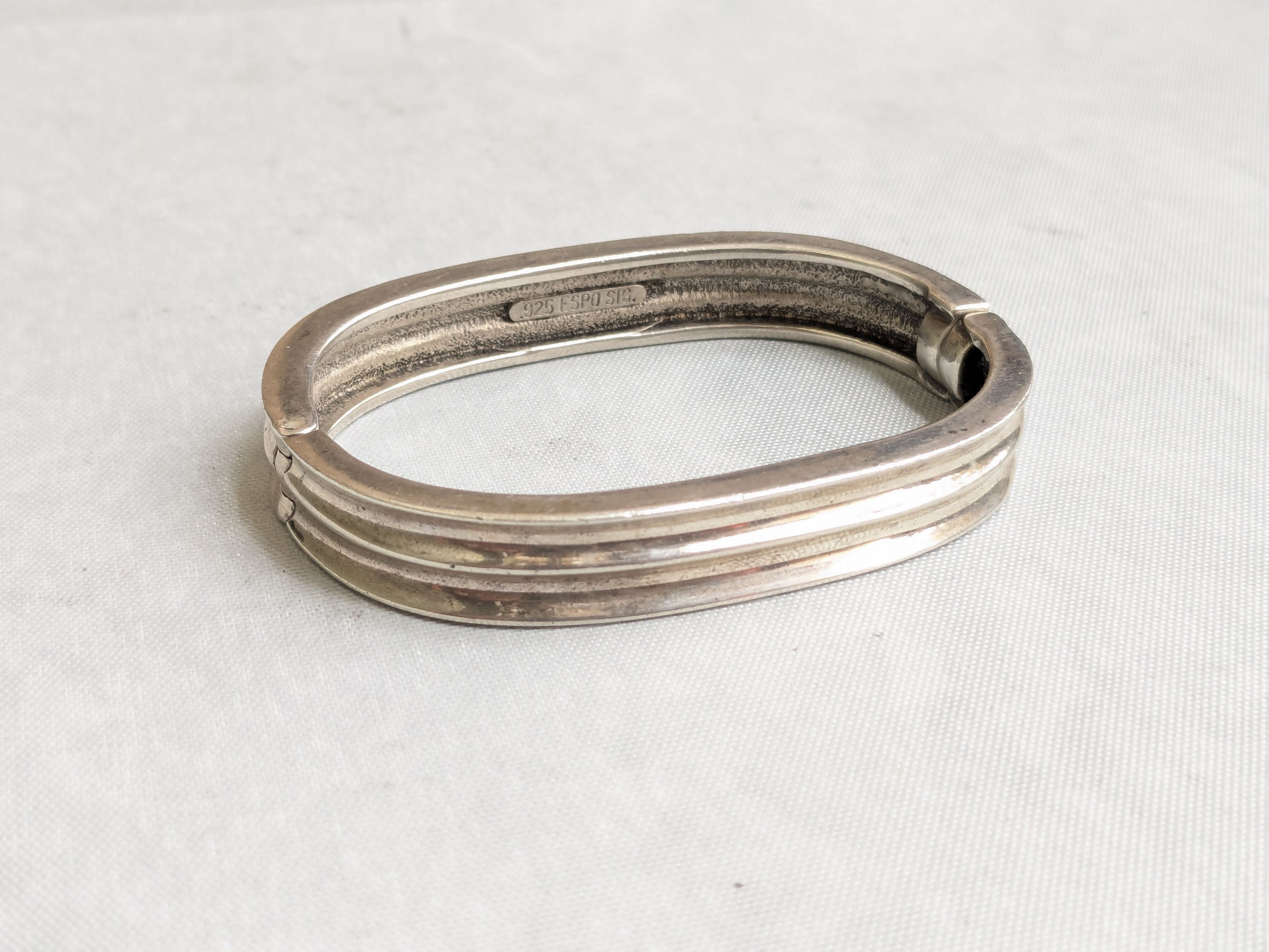 Jewelry Vintage Sterling Silver Bracelet Hinge 6.75" Espo Sig Size ONE SIZE - 1 Thumbnail