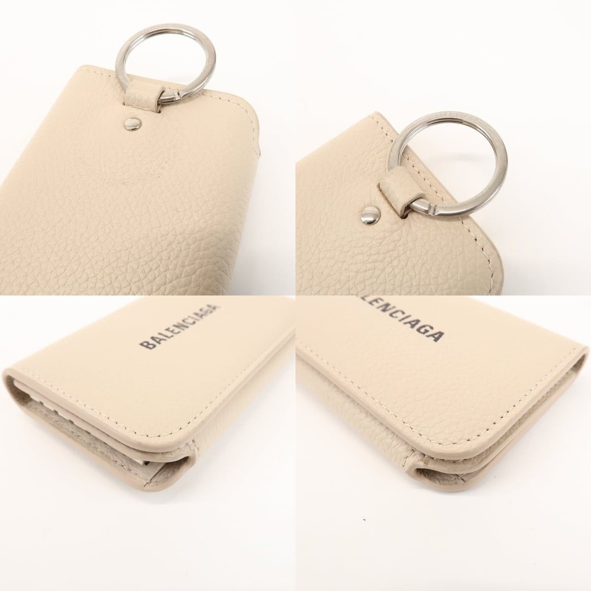Balenciaga Balenciaga Cash 6 Rings Key Case Calfskin Key Holder Beige Size ONE SIZE - 4 Thumbnail
