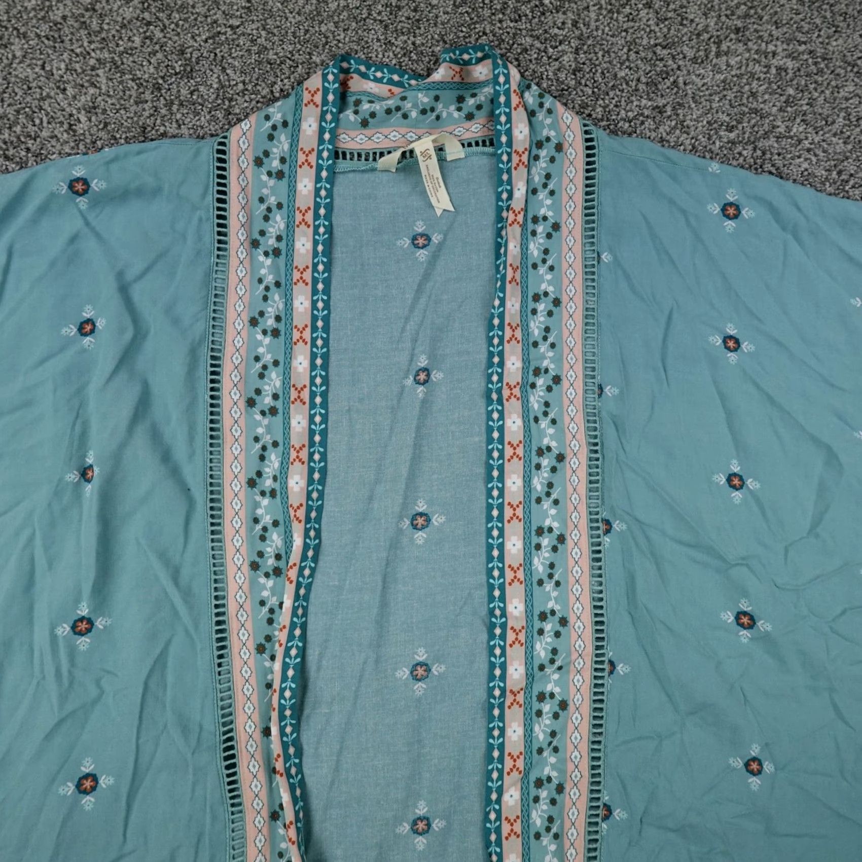 Vintage Matilda Jane Cardigan Womens L Blue Floral Lightweight Knit Cardigan, Preppy, Casual, Workwear, All Seasons, Raglan? Size L / US 10 / IT 46 - 3 Thumbnail