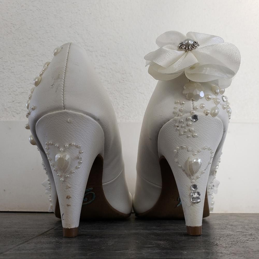 American Rag White Custom Bling Detailed American Rag Heels Size US 7.5 / IT 37.5 - 6 Thumbnail