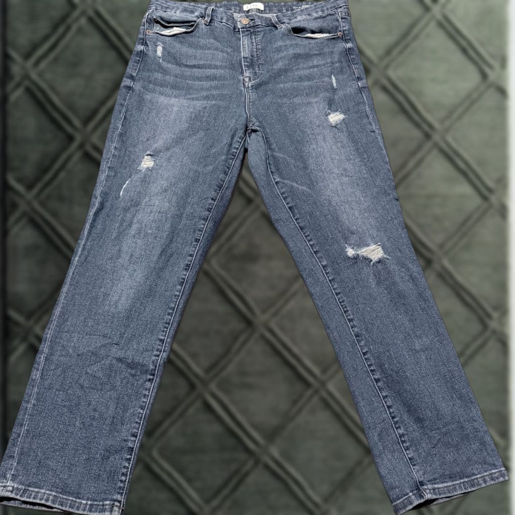 Nicole Miller Nicole Miller Soho High Rise Ankle Skinny Jeans Womens Distressed Zip Fly - 14 Blue Satin? Size 36" / US 14 / IT 50 - 1 Thumbnail