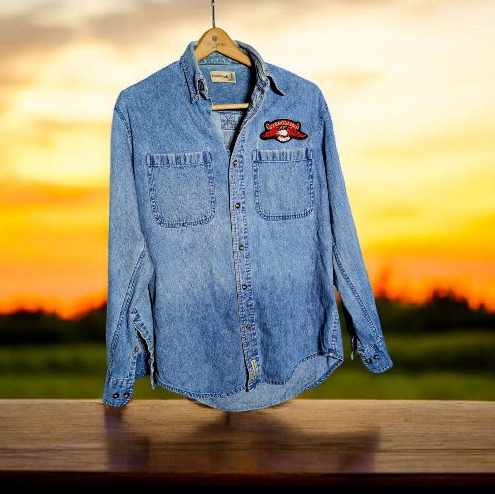 Fieldmaster Fieldmaster Sz L Sturgis 2001 Denim Blue Men's Shirt Vintag Size US L / EU 52-54 / 3 - 1 Thumbnail