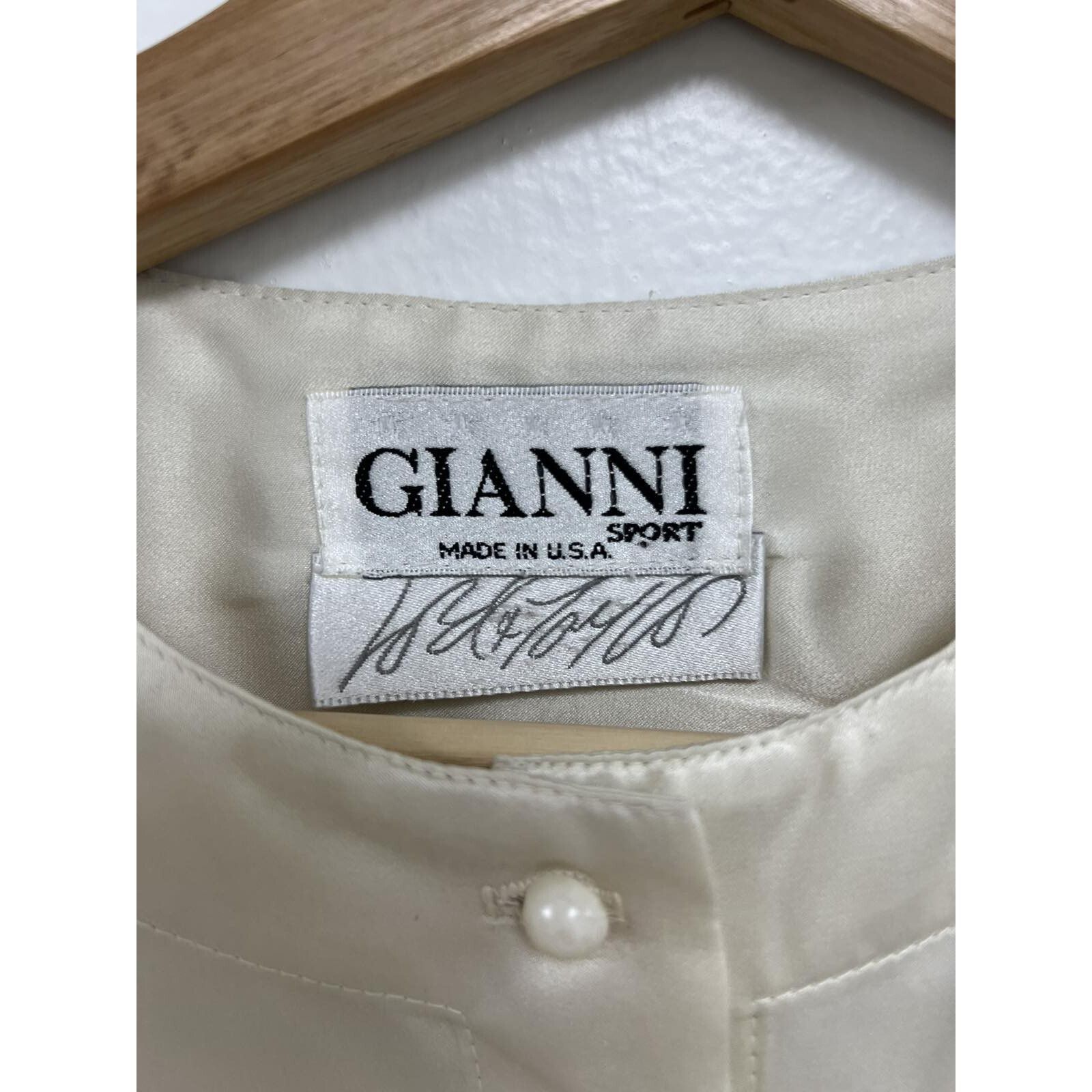 Gianni Valentino GIANNI Women Blouse Long Sleeve Made in USA Ivory A001635 Size M / US 6-8 / IT 42-44 - 4 Thumbnail