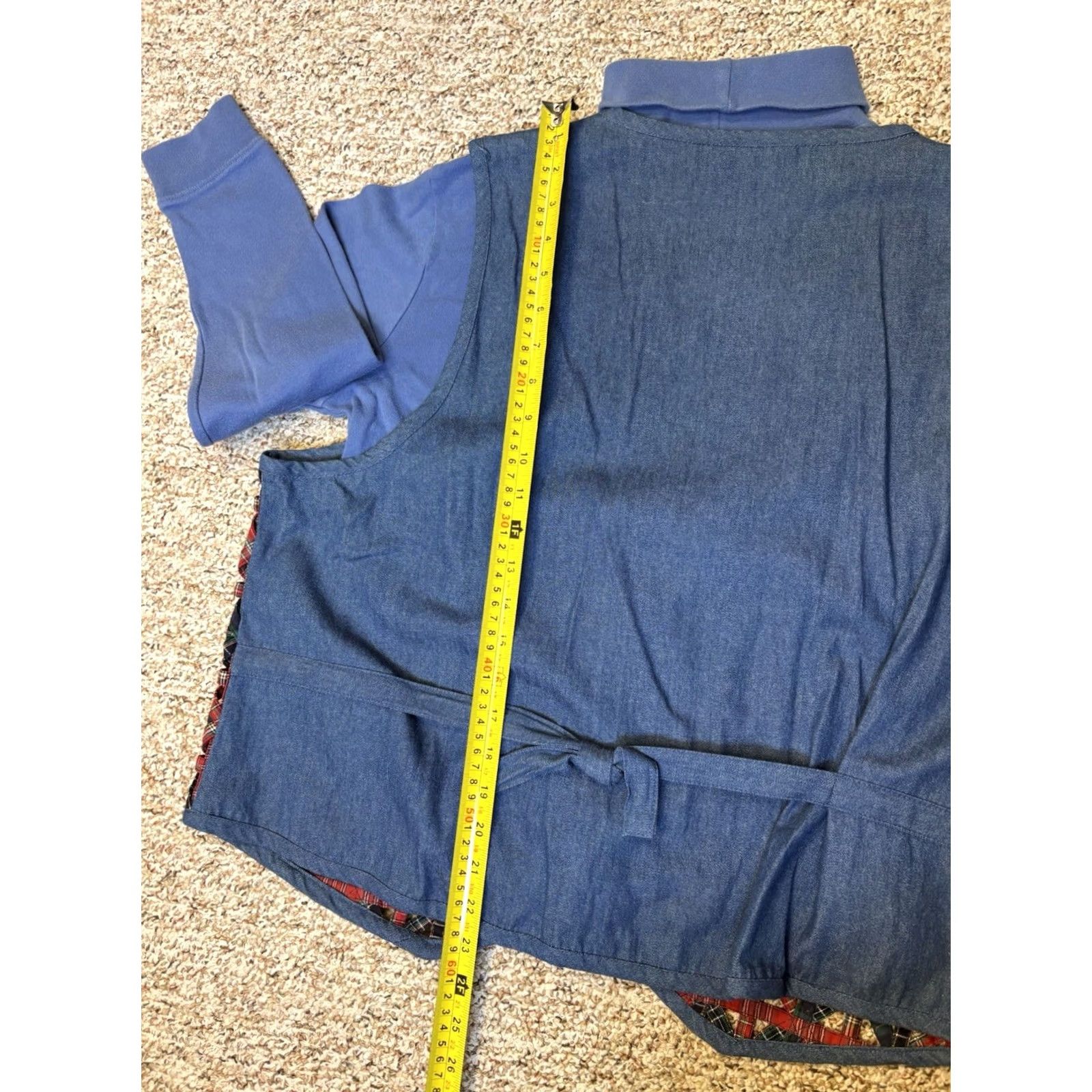 Cherokee VINTAGE Casey & Max Denim Patchwork Vest (XL) W/ Cherokee Mock Neck (Medium) Vest Womens 90s Bohemian Flower 100% Cotton Blue XL Ladies Vest Size L / US 10 / IT 46 - 7 Thumbnail