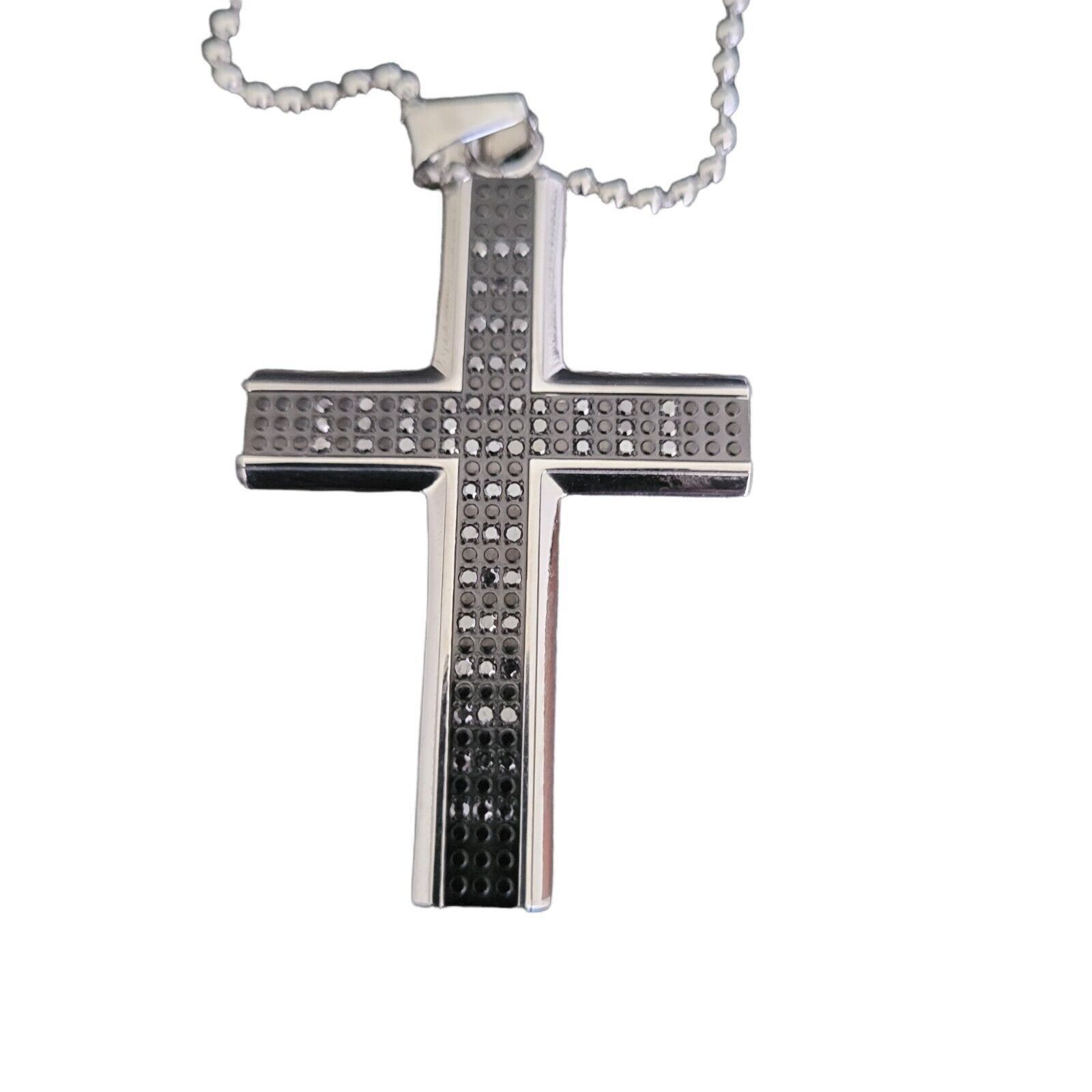 LEGACY for MEN by Simone Sm Mens Crystal Cross 24 Pendan Stainless fashion Steel 24