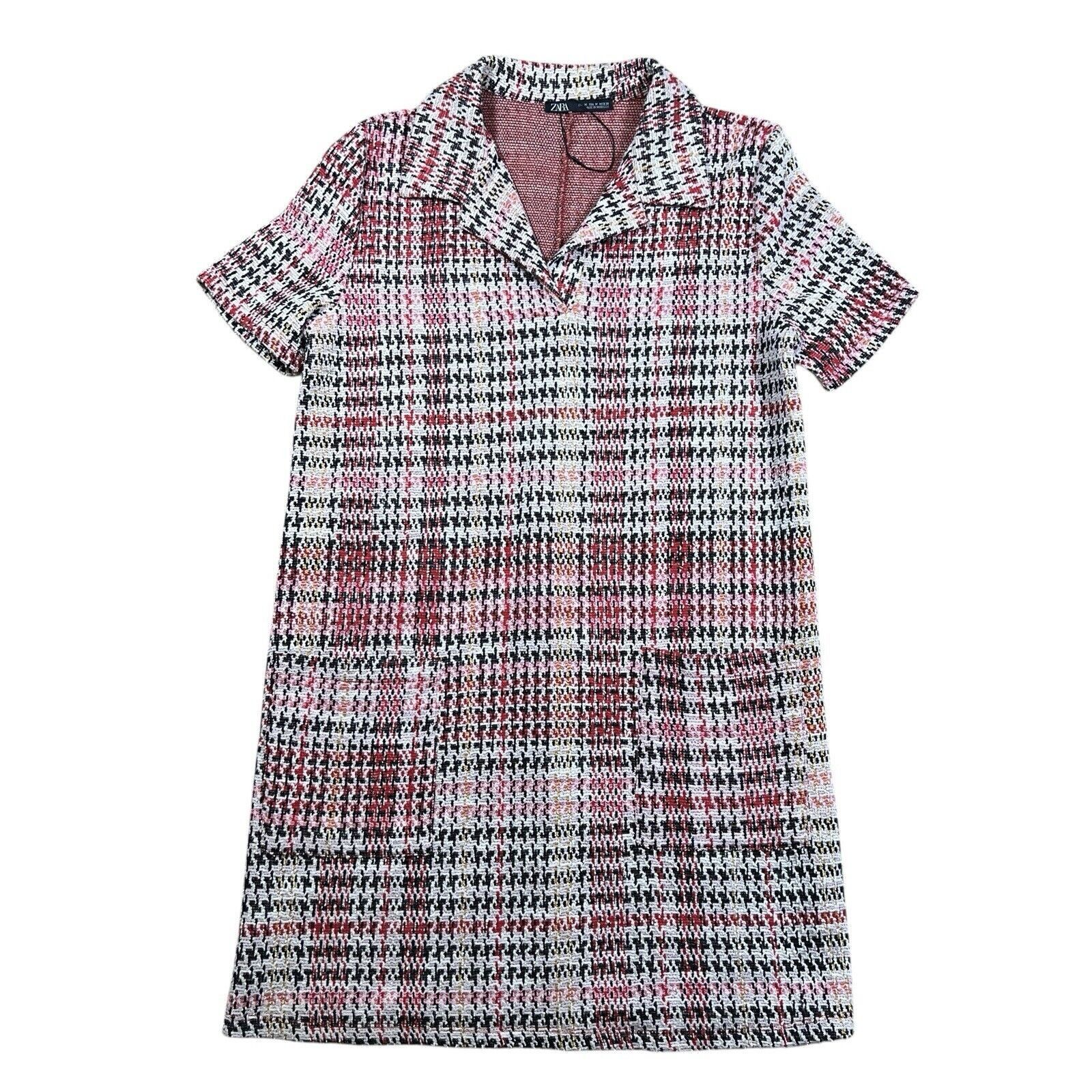 Zara Zara Red Plaid Jacquard Short Sleeve Dress Pockets Size M Size M / US 6-8 / IT 42-44 - 1 Thumbnail