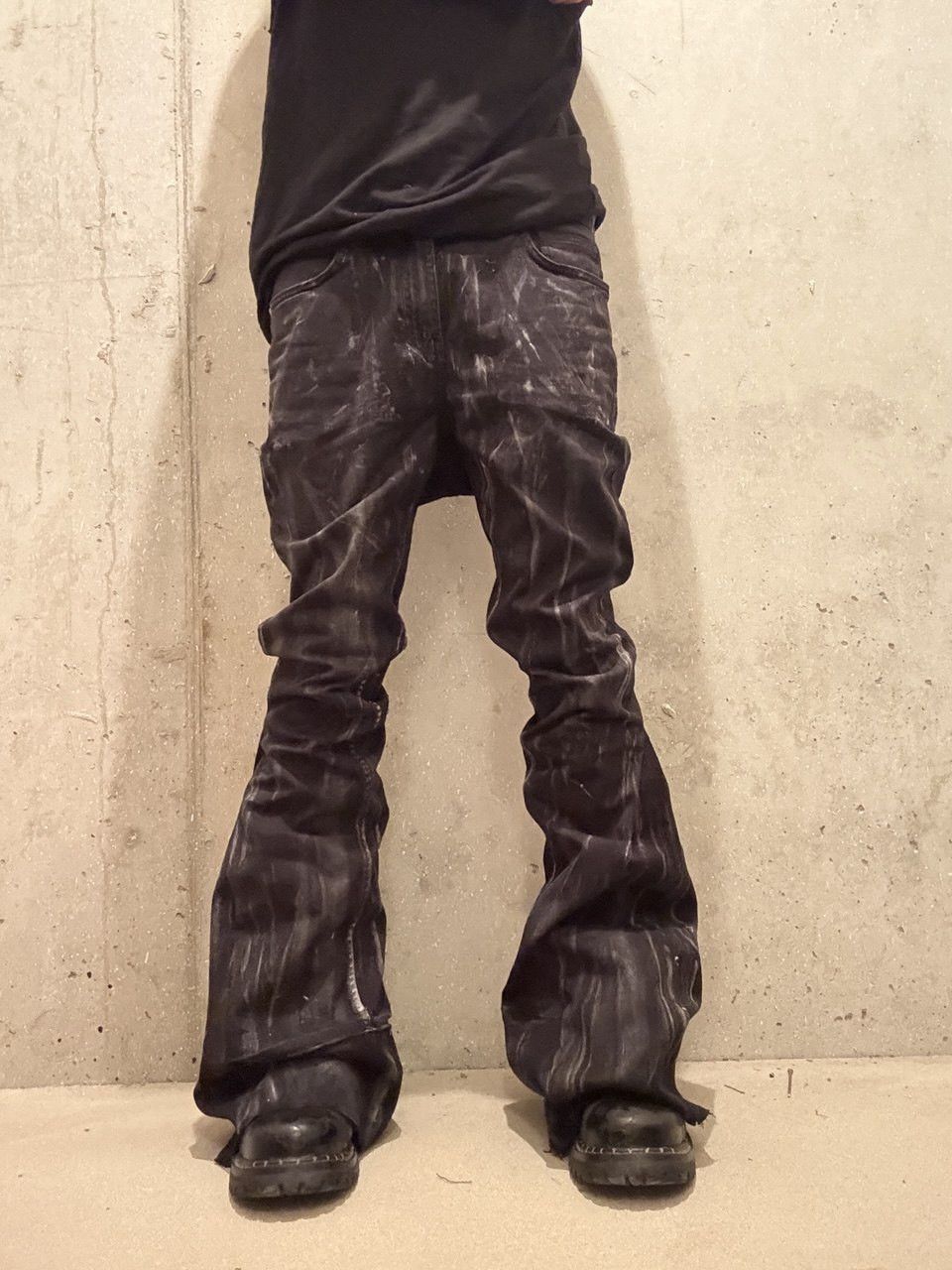 Japanese Brand flare bootcut custom black jeans Size US 34 / EU 50 - 2 Thumbnail