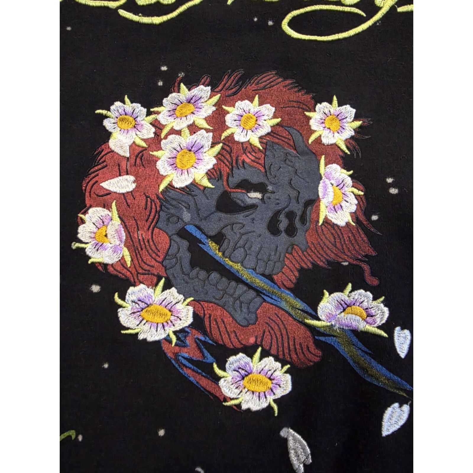 Ed Hardy VINTAGE Ed Hardy Hoodie Full Zip Embroidered Skull Flowers Lion Black Womens Small Size S / US 4 / IT 40 - 4 Thumbnail