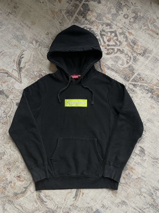 Supreme Supreme Box Logo Hooded Sweatshirt Black Lime Green FW17