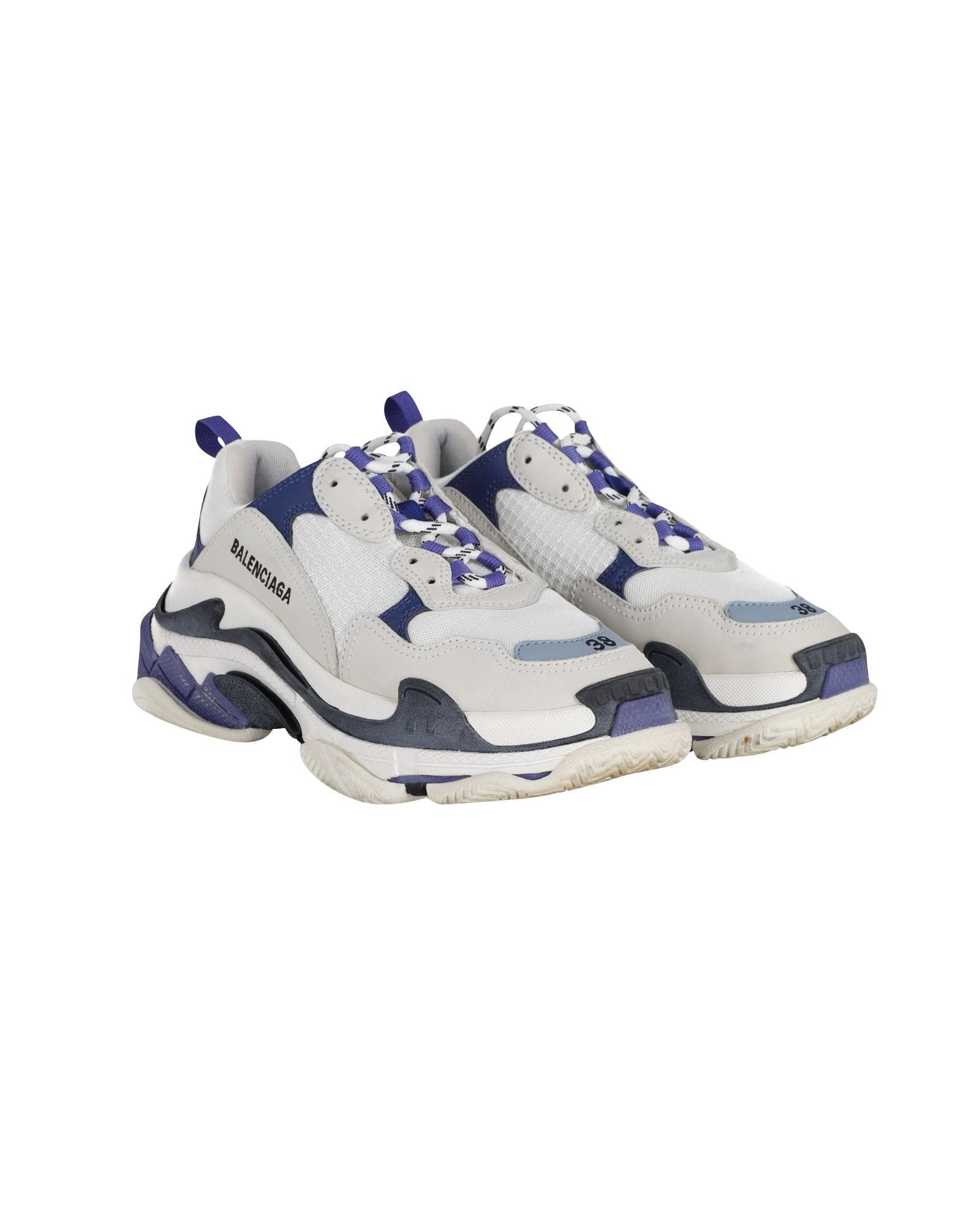 image of Balenciaga Chunky Grey Polyurethane Sneakers With Bicolour Laces, Women's (Size 8)