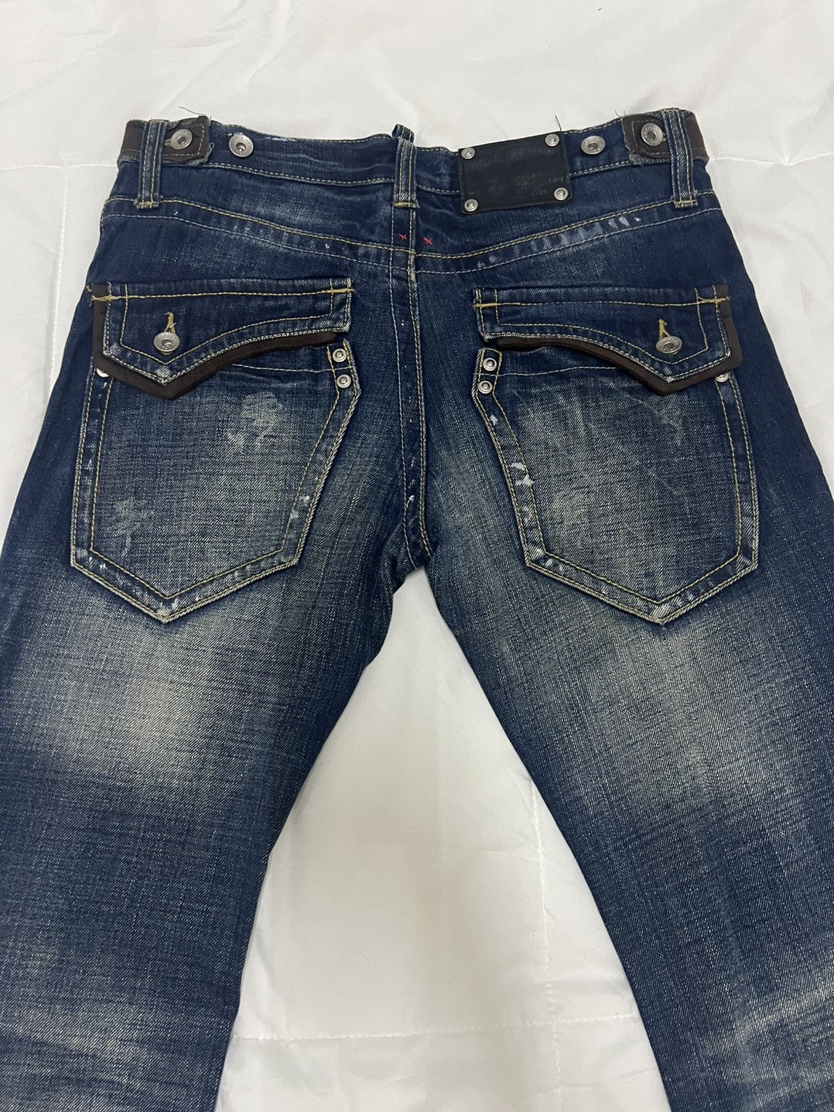 14th Addiction × Japanese Brand × semanticdesign SEMANTIC DESIGN DENIM FLARE JEANS LEATHER TRIMMED Size US 33 - 13 Thumbnail