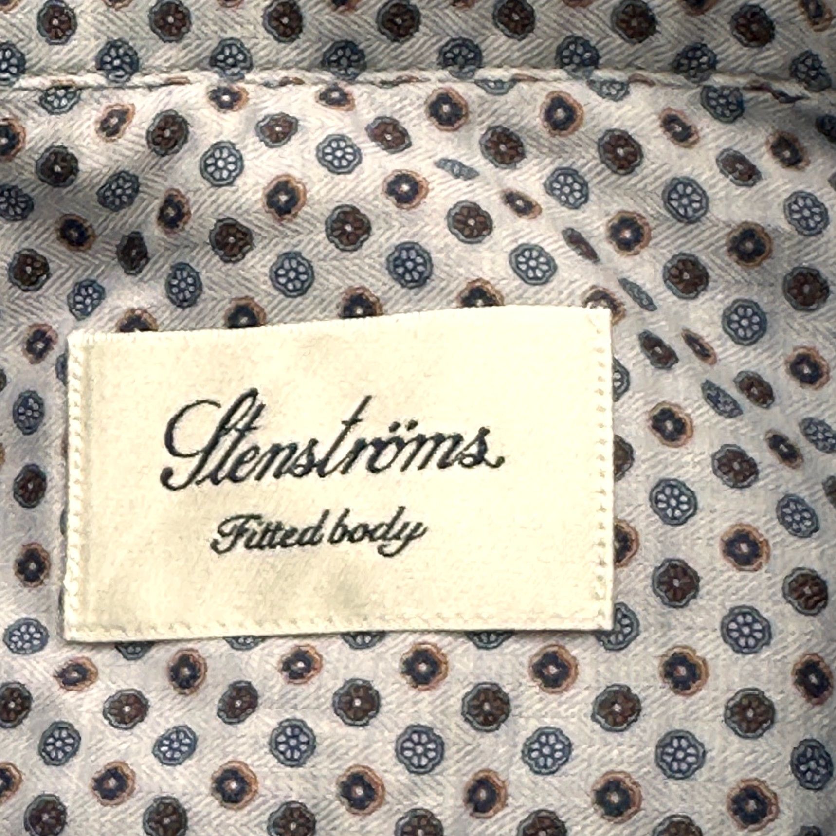 Vintage Stenströms Fitted Body Cotton Long Sleeve Button Up Dress Shirt Mens XL 17.5 44 Gray Floral Shirts Mens XL Size 46R - 2 Thumbnail