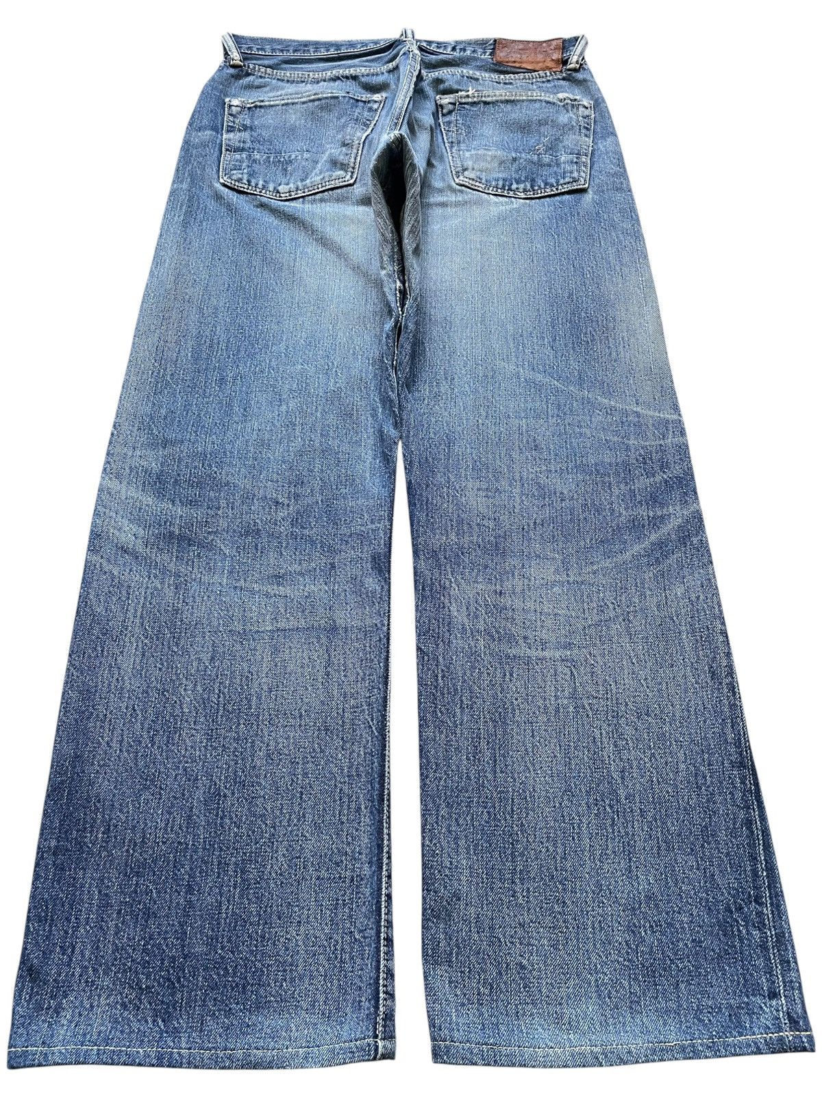 The Real McCoy's Vintage 80s Real Mc Coy Selvedge Distressed Loose Baggy Jean Size US 33 - 3 Thumbnail
