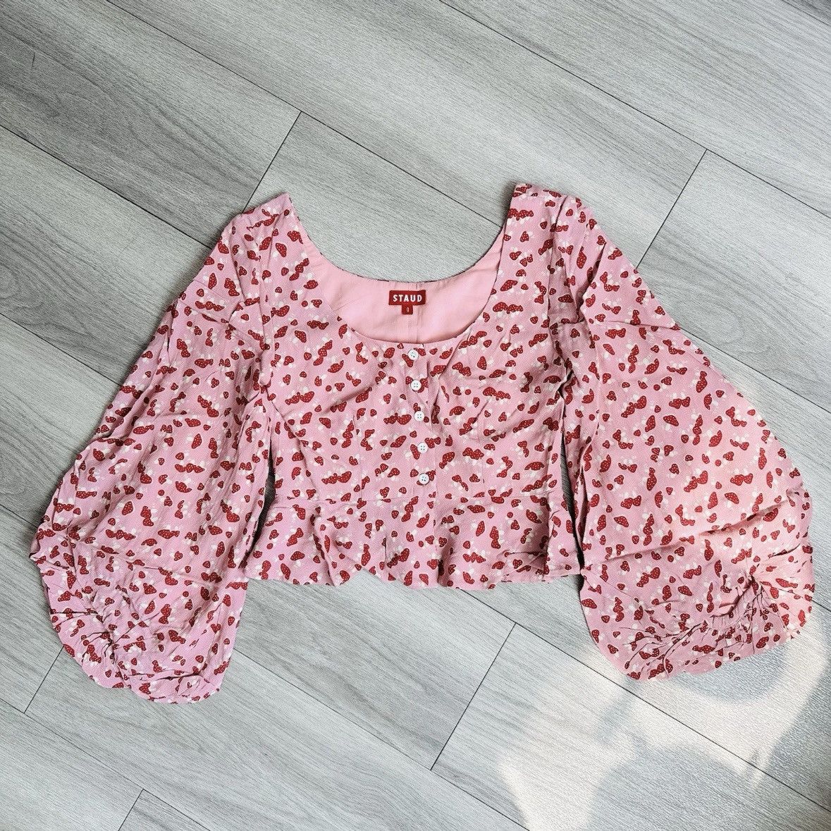 Staud Staud Gisele Mushroom Print Balloon Sleeve Top Size XS / US 0-2 / IT 36-38 - 7 Thumbnail