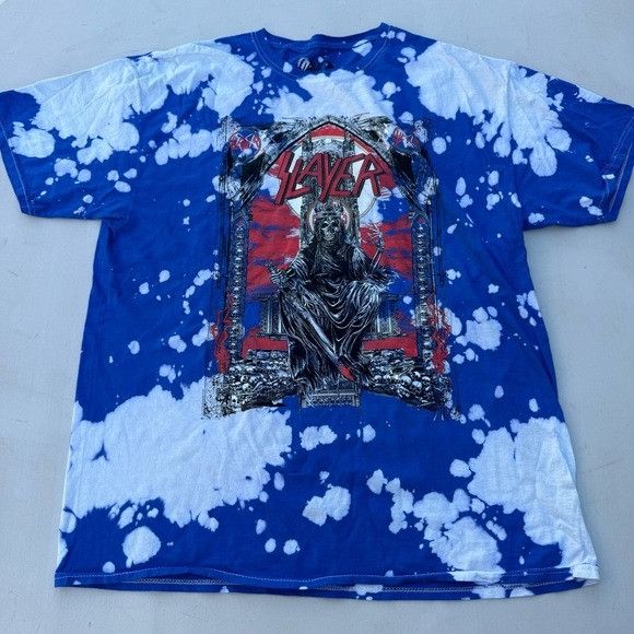 Band Tees × Slayer NEW SLAYER BLUE TIE DYE T-SHIRT SZ LARGE L Size US L / EU 52-54 / 3 - 1 Thumbnail