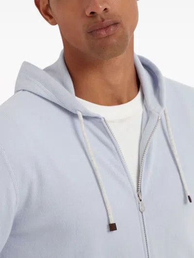 Brunello Cucinelli o1w1db10425 Cashmere Hoodie in Light Blue Size US XL / EU 56 / 4 - 5 Thumbnail
