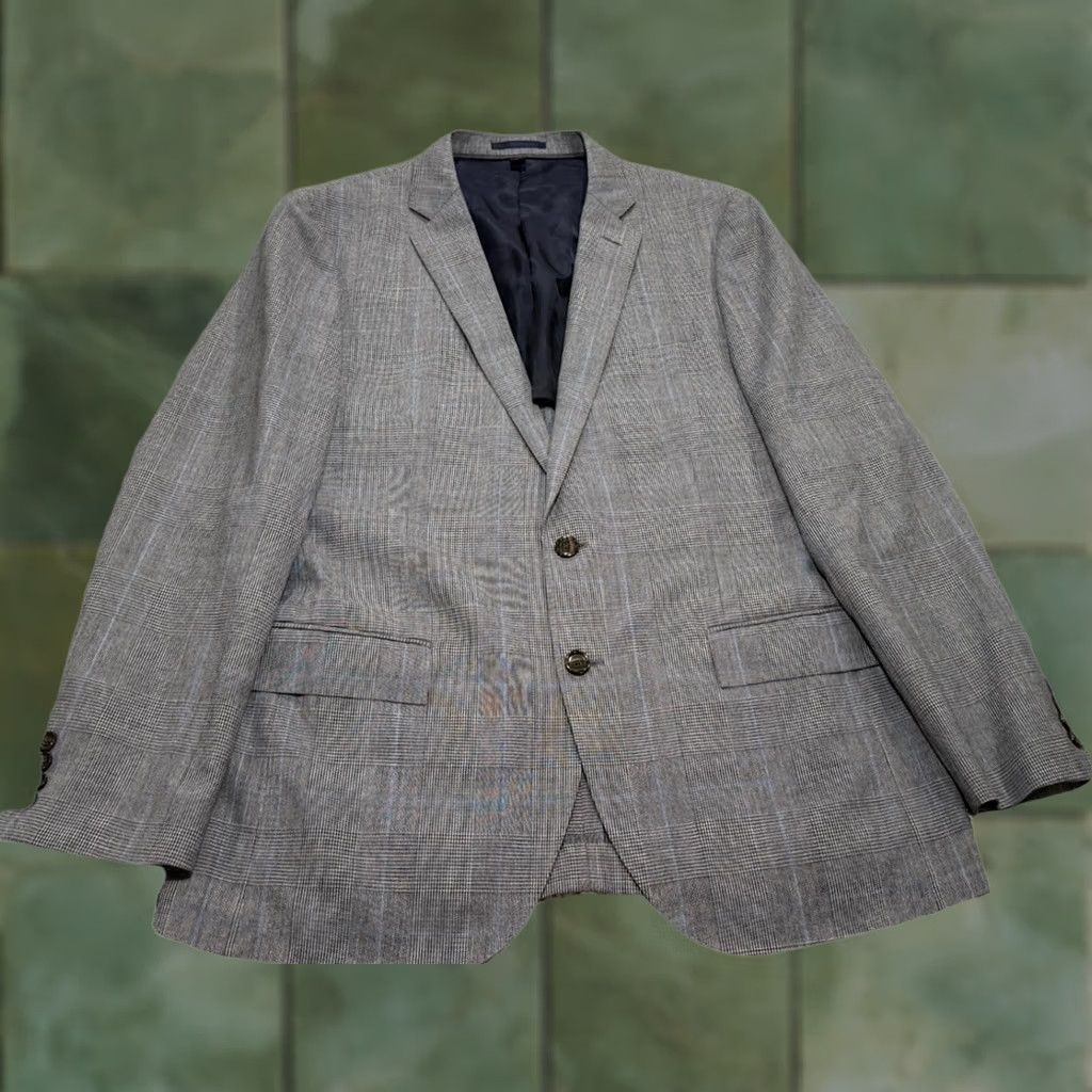 J.Crew J. Crew Blazer Mens Wool Tollegno 1900 Italian Fabric Notch Lined Double-Vented Gray Plaid 40 Regular Travel Holiday Christmas Blazer Size 40R - 1 Thumbnail