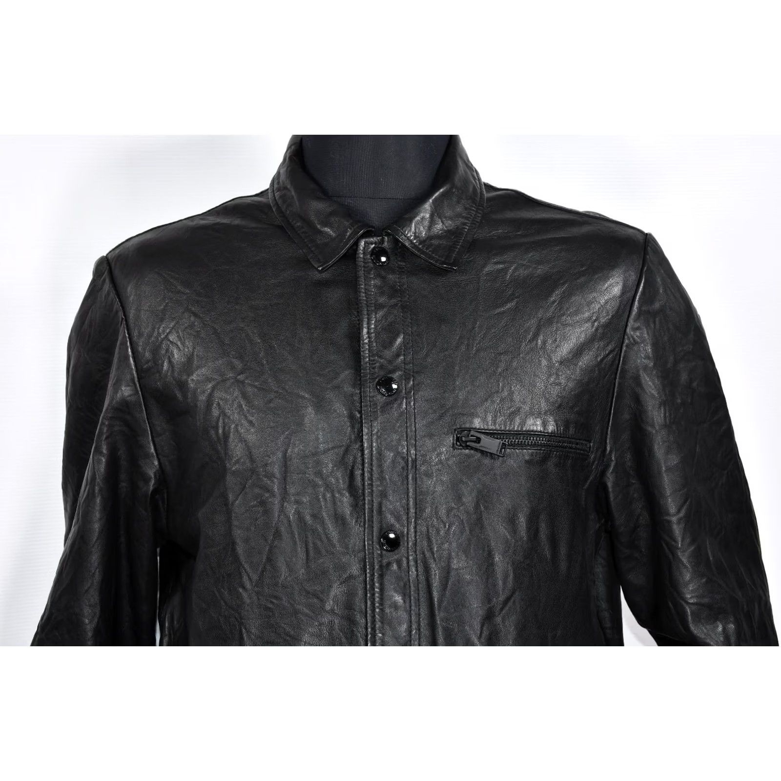 Zadig & Voltaire ZADIG & VOLTAIRE Blade Crinkle Leather Jacket L Women Black Snap Closure Casual Large Leather Jacket Size L / US 10 / IT 46 - 7 Thumbnail