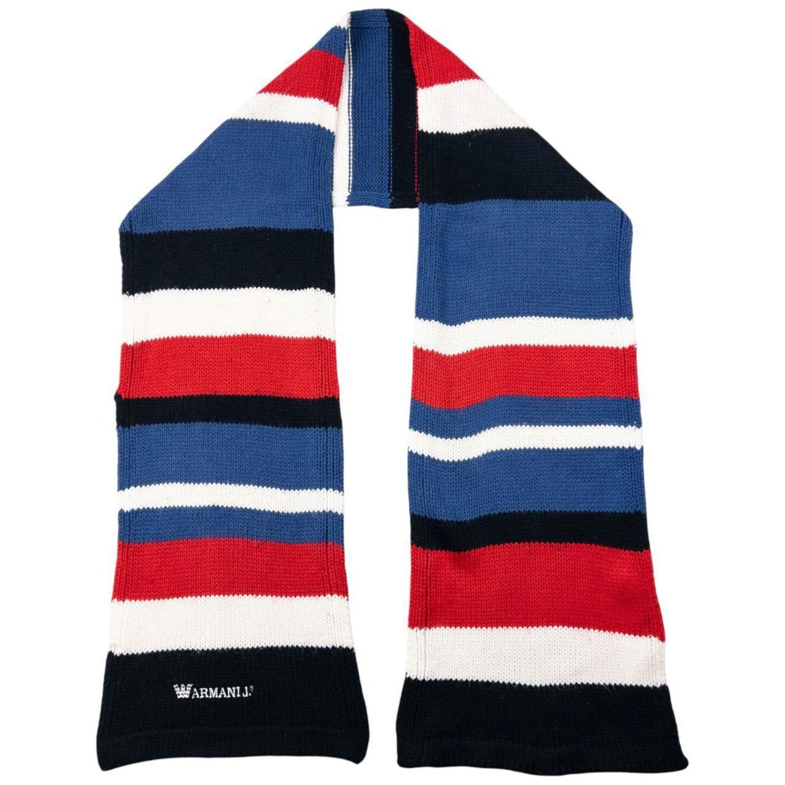 Other Vintage Armani Jeans Striped Knit Scarf Size ONE SIZE - 2 Thumbnail