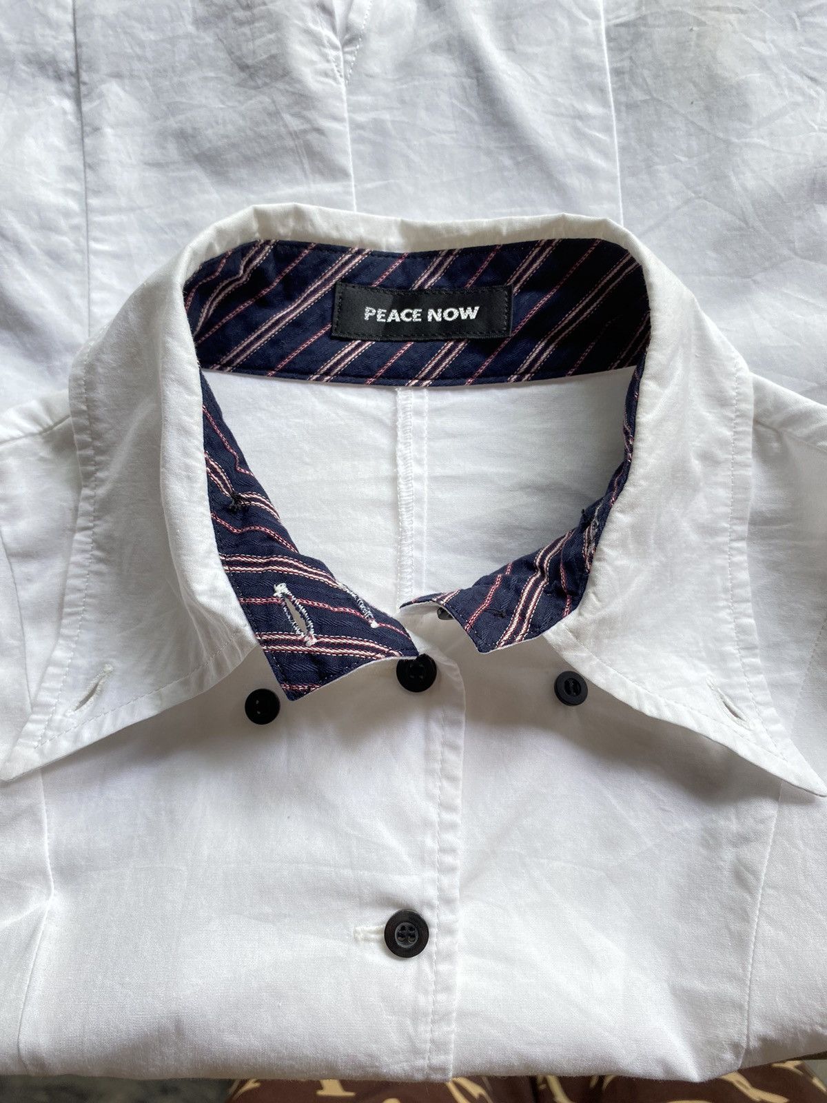 Japanese Brand PEACE NOW Punk Y2K Asymmetrical Hem White Shirt Size S / US 4 / IT 40 - 5 Thumbnail