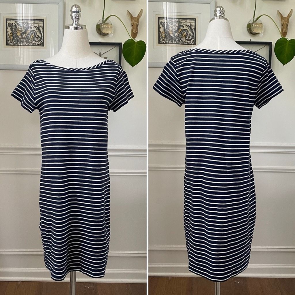 Jigsaw Jigsaw Blue White Stripe Boat Neck Dress S Size S / US 4 / IT 40 - 1 Thumbnail