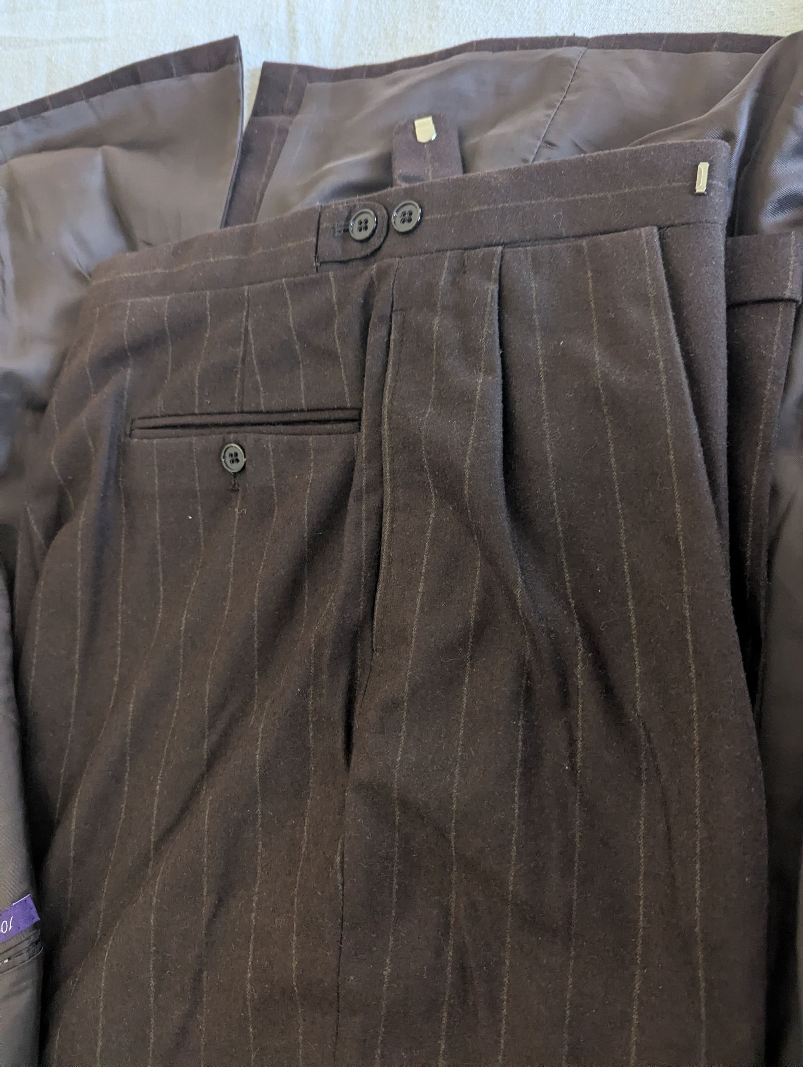 Ralph Lauren Purple Label Vintage Fine Wool Strip Suit Size 44L - 6 Thumbnail