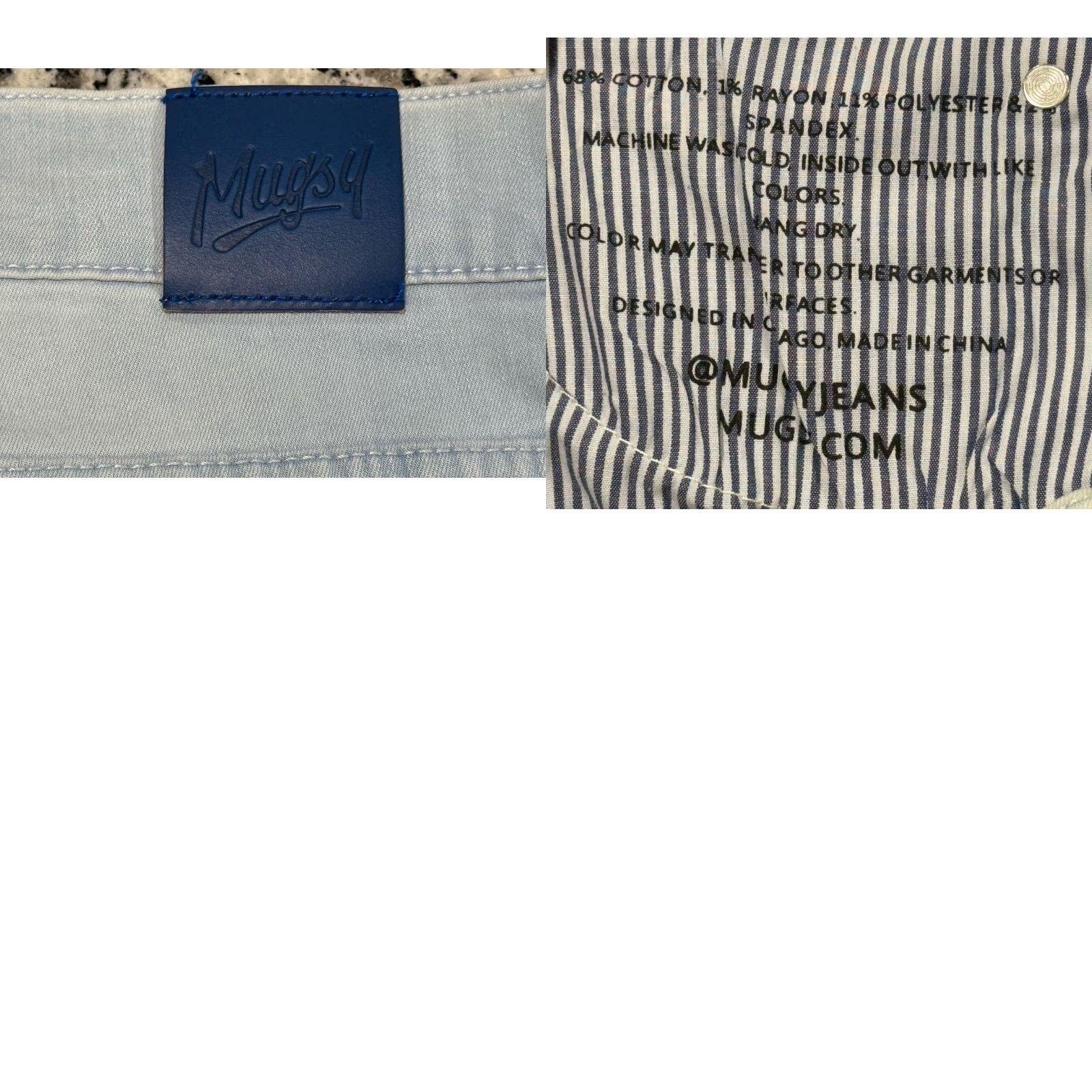 Denime Mugsy Jeans Straight 40x33.5 Lightest Blue Denim Regular Stretch Men 5-Pocket Zipper Button NM NWOT Size US 40 / EU 56 - 8 Thumbnail