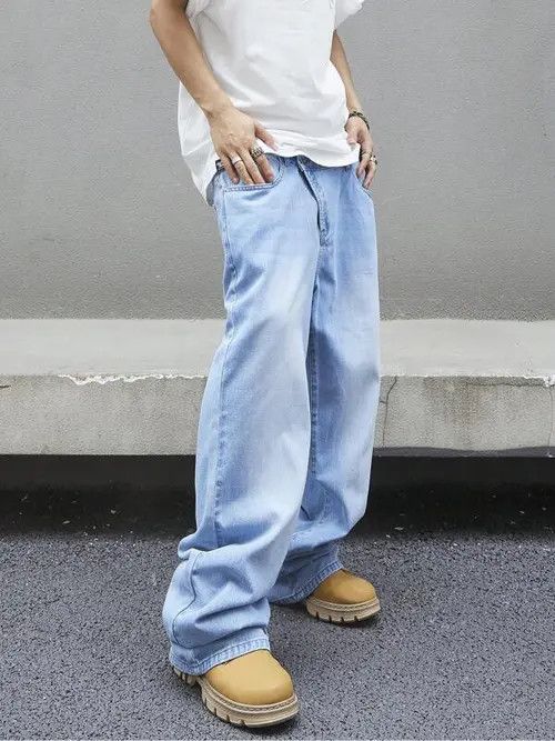 Jean × Vintage Baggy jeans Pants street oose fit Asymmetrical Size US 34 / EU 50 - 3 Thumbnail
