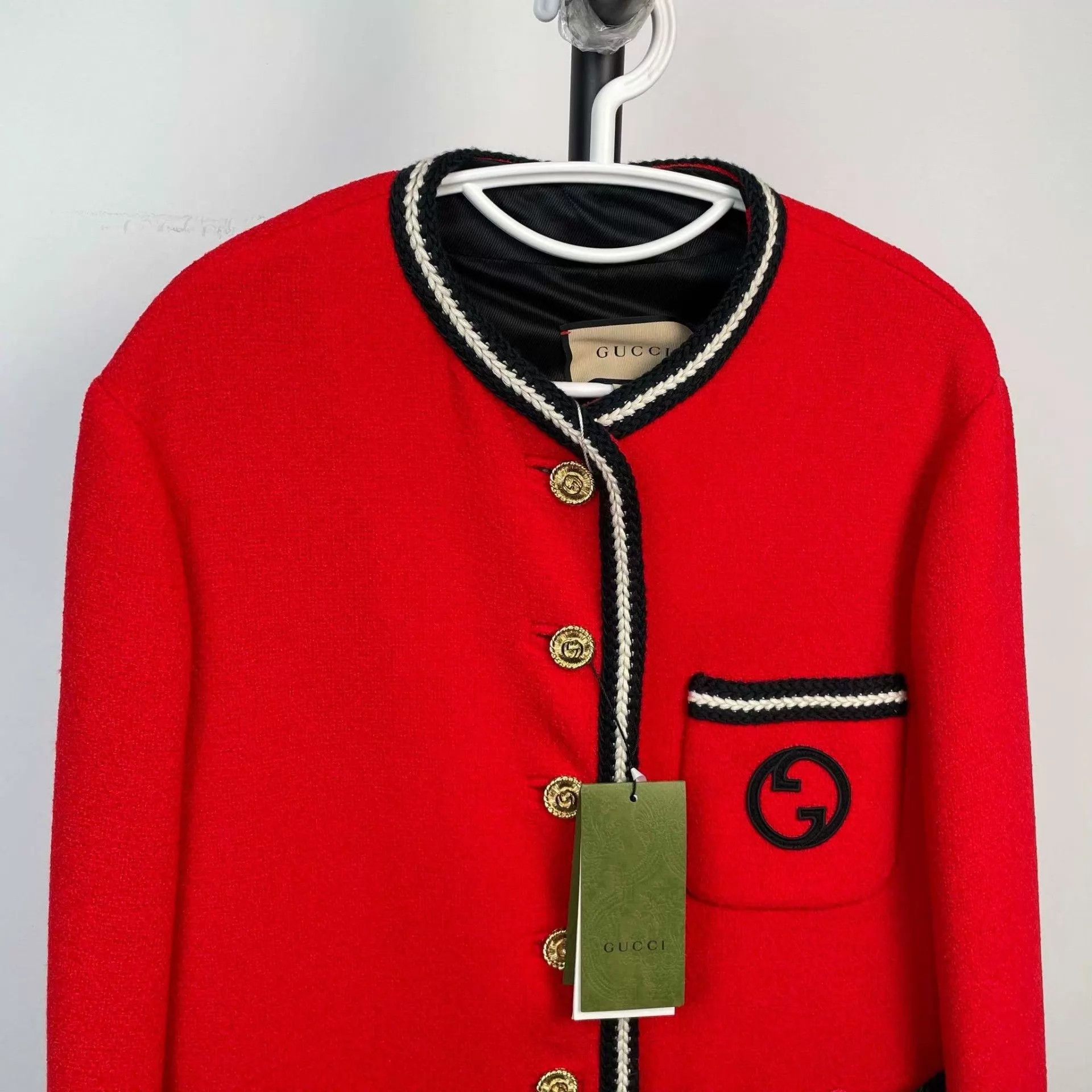 Gucci Gucci GG gold button embroidered logo wool cardigan 40 NWT Size S / US 4 / IT 40 - 7 Thumbnail