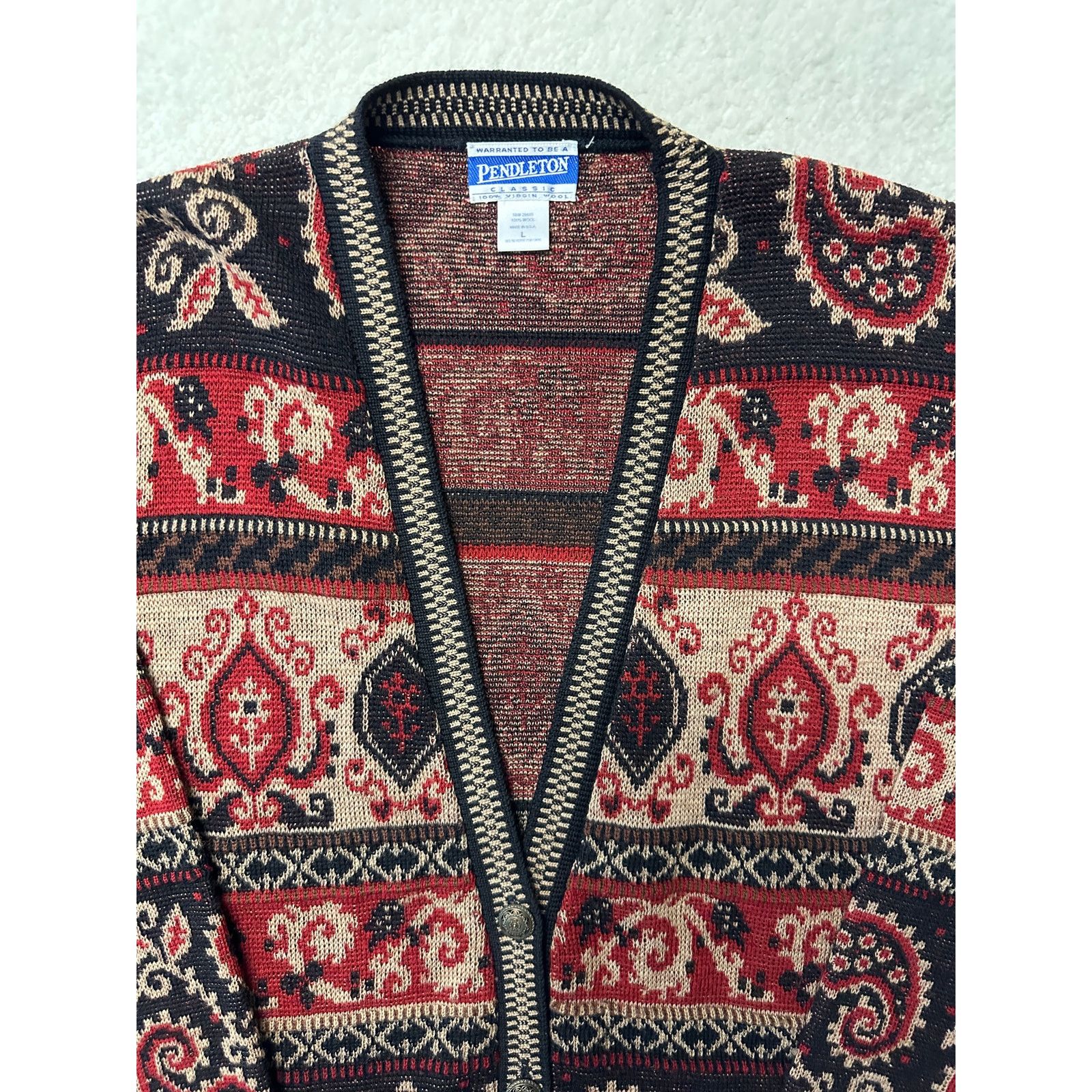 Pendleton Vintage Pendleton Womens Wool Knit Cardigan Sweater Large Size L / US 10 / IT 46 - 6 Thumbnail
