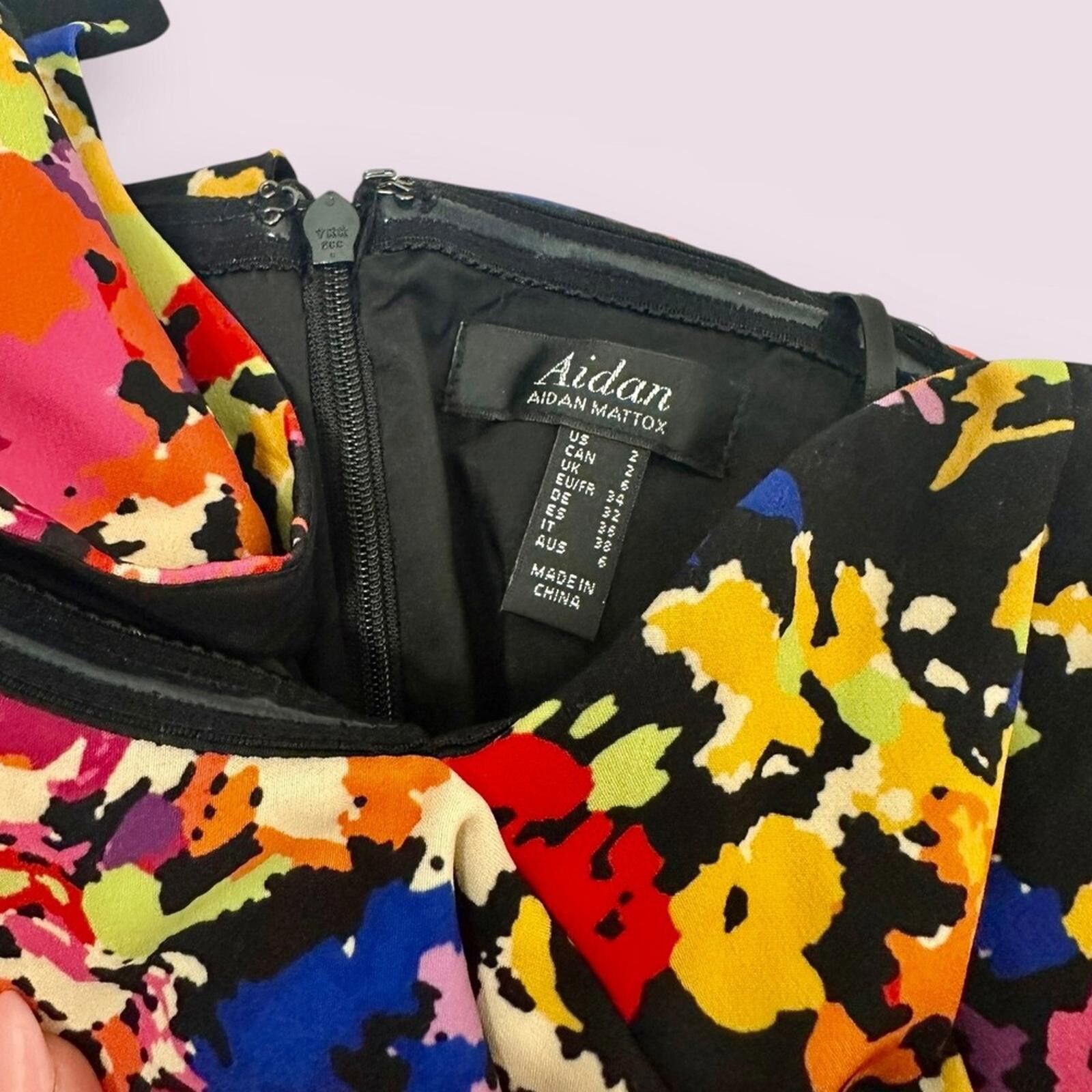 Designer Aidan Mattox Floral Print Cocktail Dress Size XS / US 0-2 / IT 36-38 - 4 Thumbnail