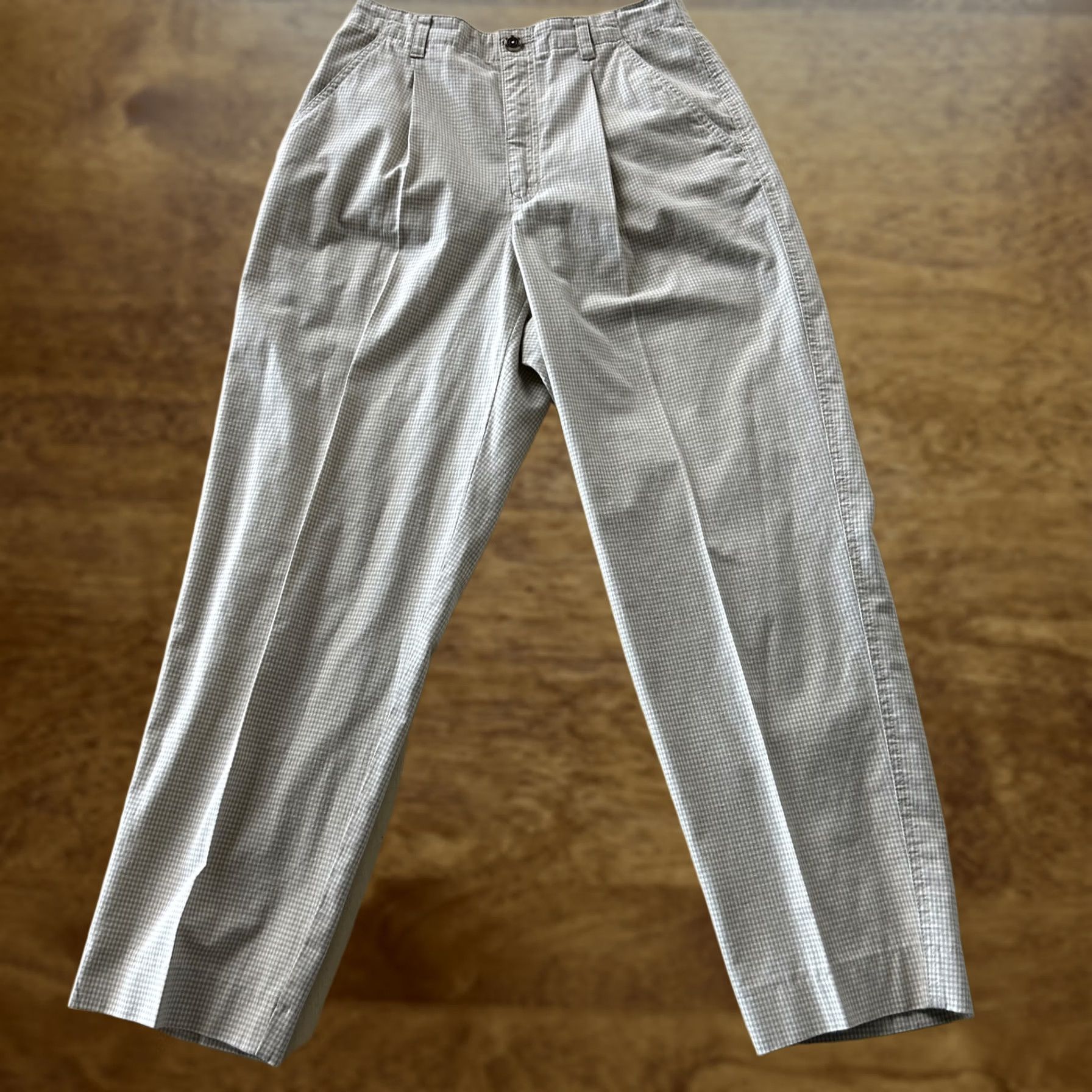 Vintage VINTAGE Lizwear Pants Womens 8 Beige Check Pleated Straight Leg Chino Twill Size 30" / US 8 / IT 44 - 1 Thumbnail