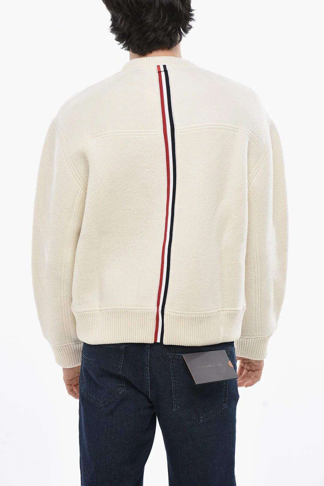 Thom Browne og1mm0426 Wool Crewneck Sweater in White Size US XXL / EU 58 / 5 - 2 Thumbnail