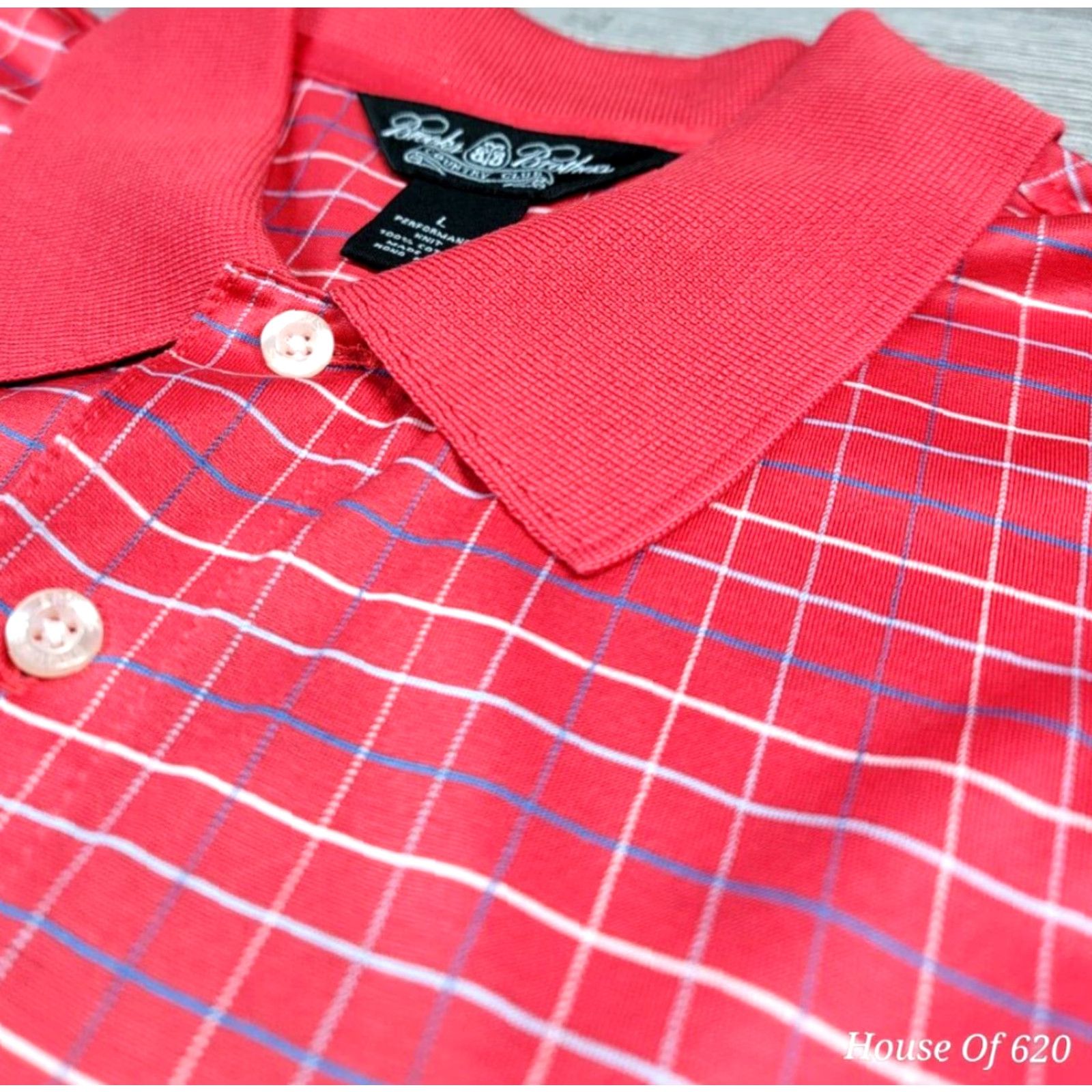 Brooks Brothers Brooks Brothers Country Club Performance Knit Polo Shirt Men Red L Tattersall Polo Shirt Size US L / EU 52-54 / 3 - 4 Thumbnail