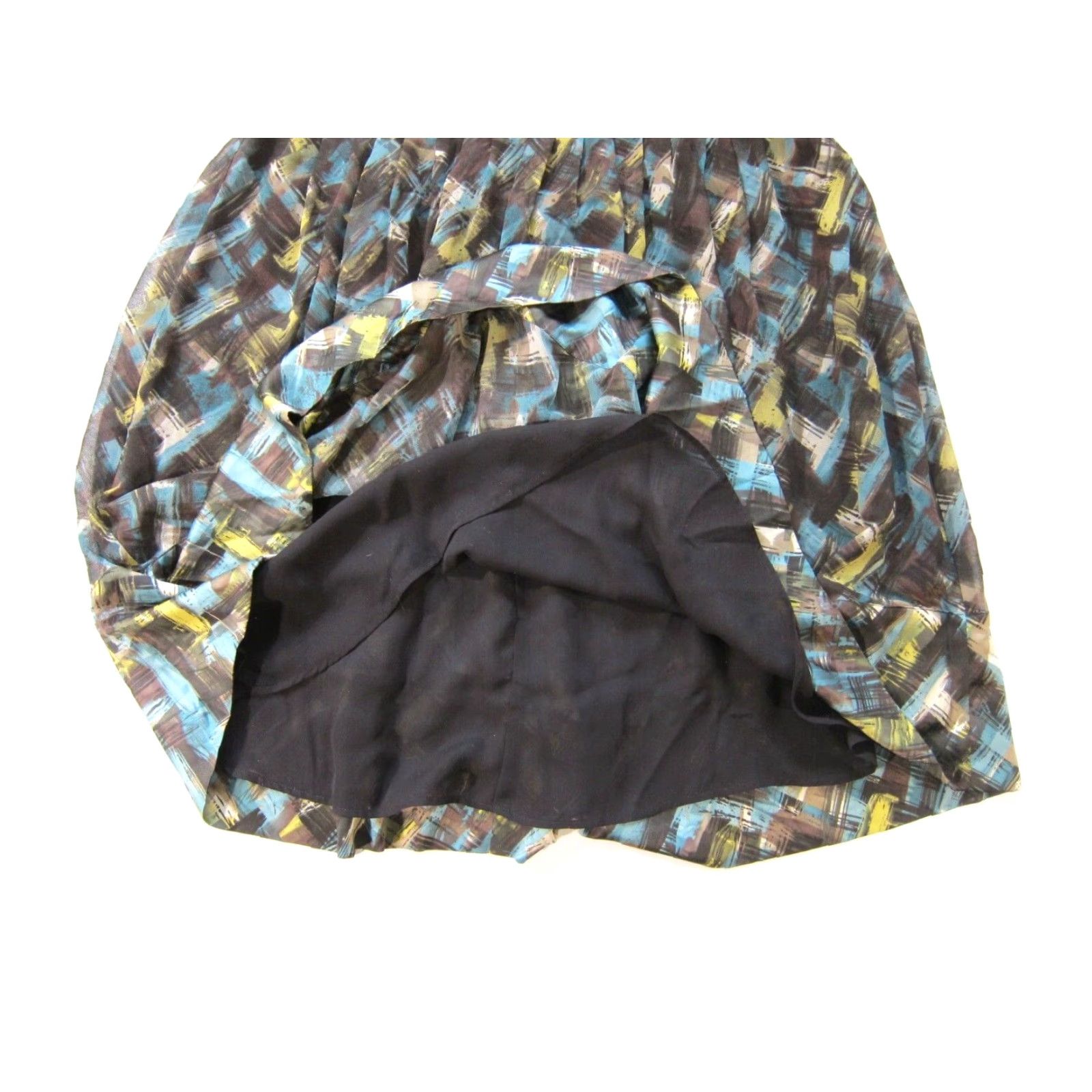 Vintage Tapemeasure Anthropologie Blue Green Abstract Pleated A-Line Skirt Women 8 Size 30" / US 8 / IT 44 - 8 Thumbnail