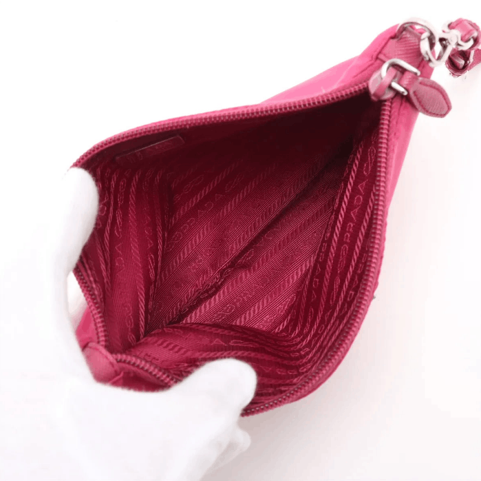 Prada Tessuto Nylon Leather Wristlet Hot Pink Size ONE SIZE - 6 Thumbnail