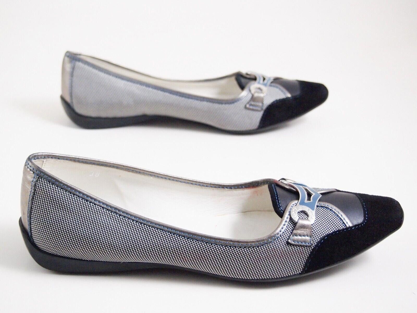 Tod's Tod's Moccasin Flats Black Suede Gray Canvas EU 38 US 8 Size US 8 / IT 38 - 4 Thumbnail