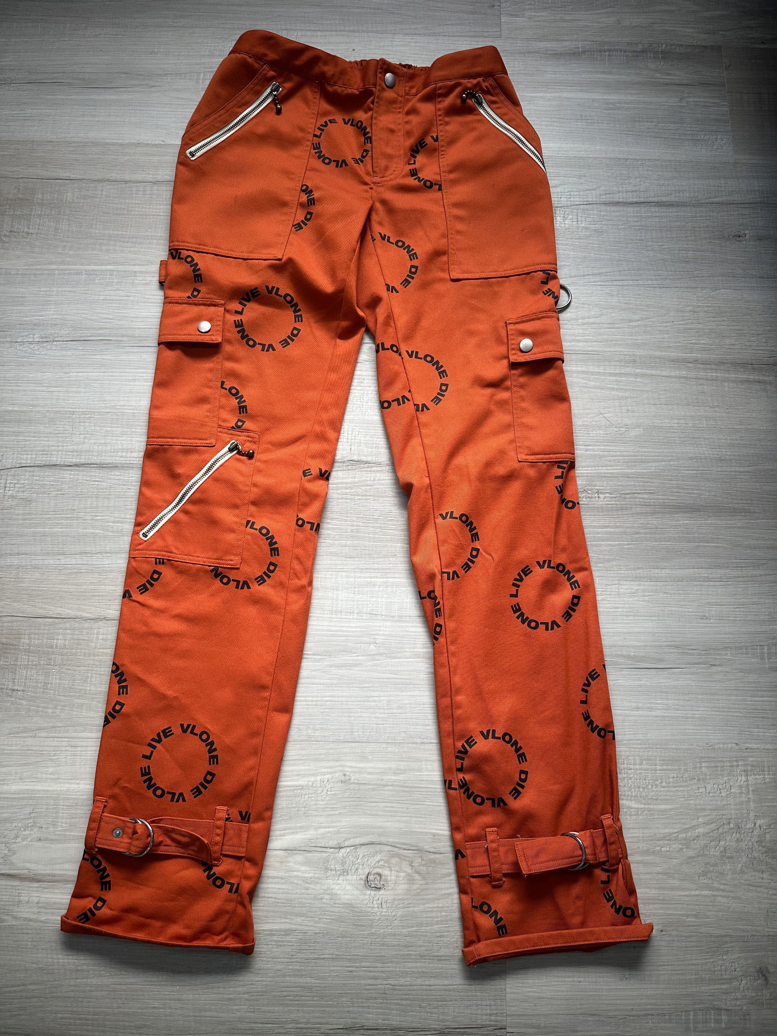 image of Vlone Twill Cargo Pants in Orange, Men's (Size 30)