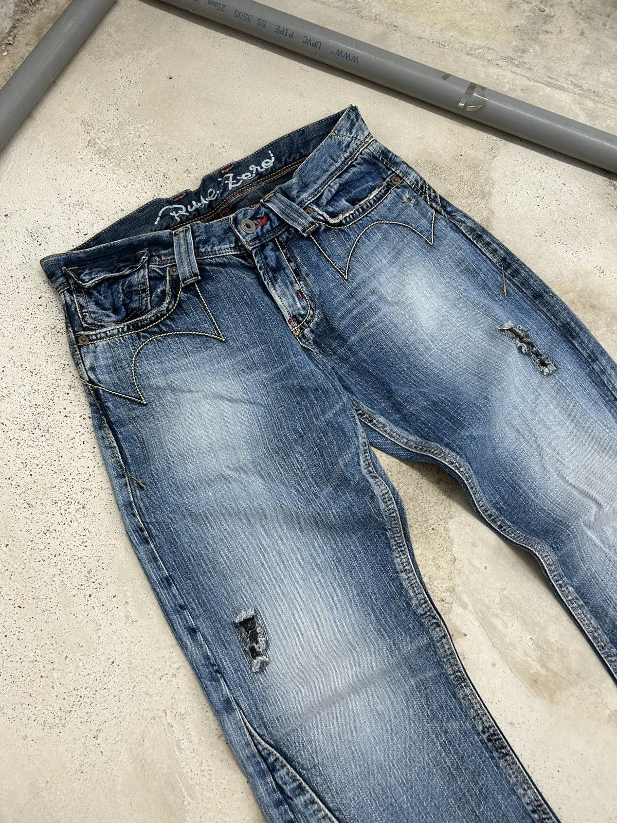 Japanese Brand Edwin Rude Zero Flare Washed Distressed Size US 30 / EU 46 - 4 Thumbnail
