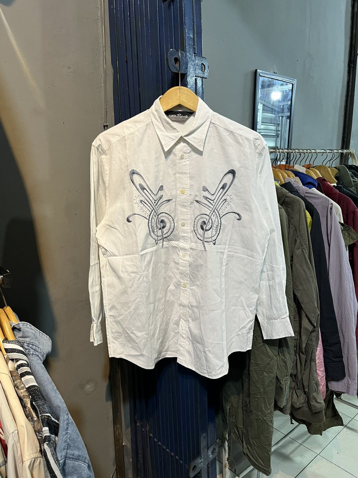 Kansai Yamamoto Kansai o parfume embroidery long sleeve button shirt Size US M / EU 48-50 / 2 - 1 Thumbnail