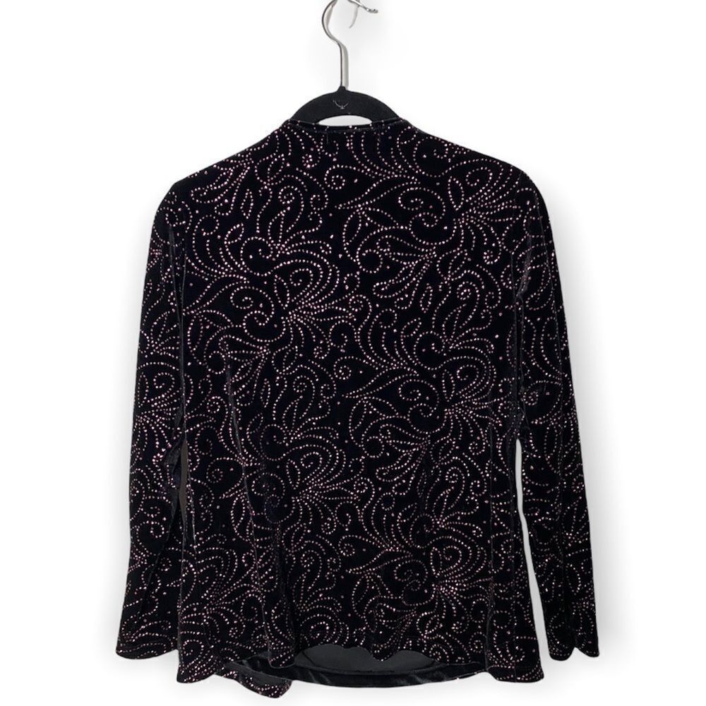 Other Notations Petite Velvet Sparkle Cardigan Layered Blouse | Si Size M / US 6-8 / IT 42-44 - 3 Thumbnail